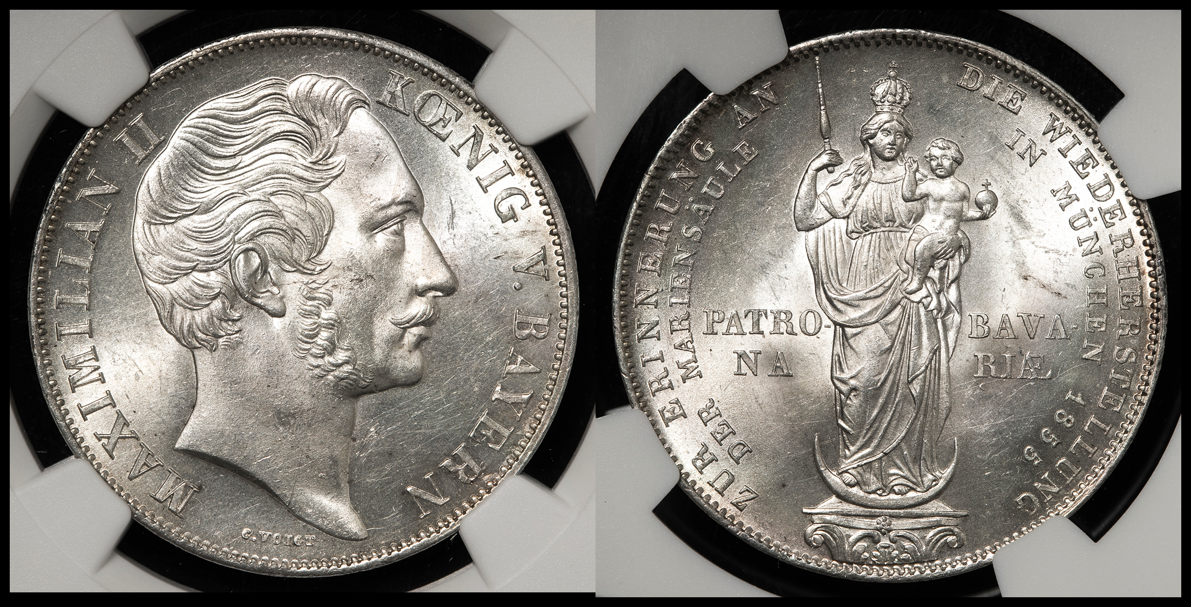 限时竞拍,GERMANY Bavaria バイエルン2Gulden 1855 NGC-UNC Details