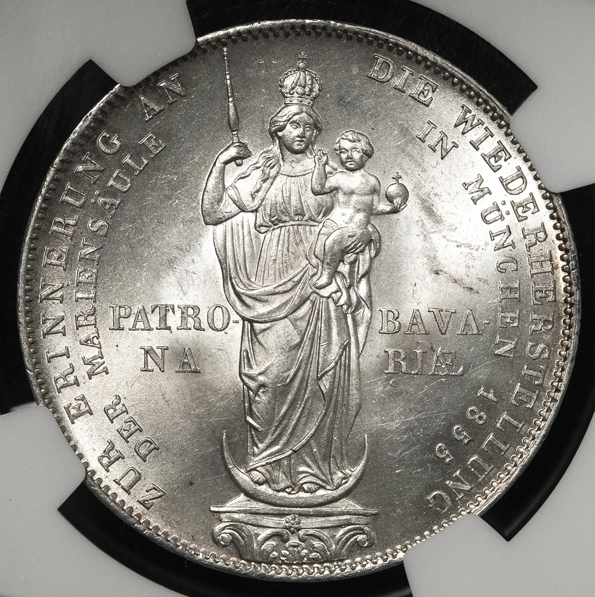 限时竞拍,GERMANY Bavaria バイエルン2Gulden 1855 NGC-UNC Details