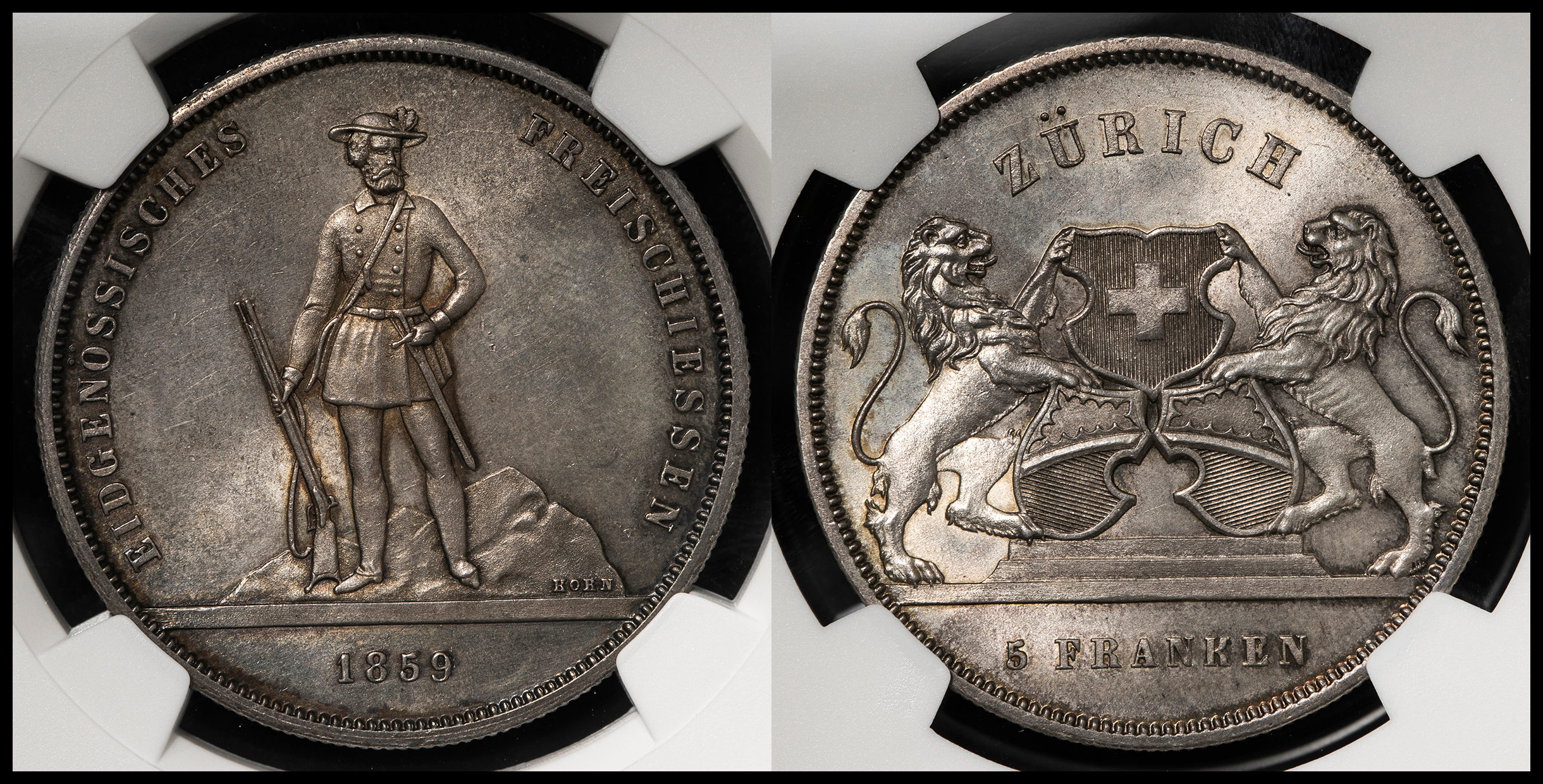 貨幣博物館 | SWITZERLAND Shooting Festival 射撃祭 5Francs 1859 UNC
