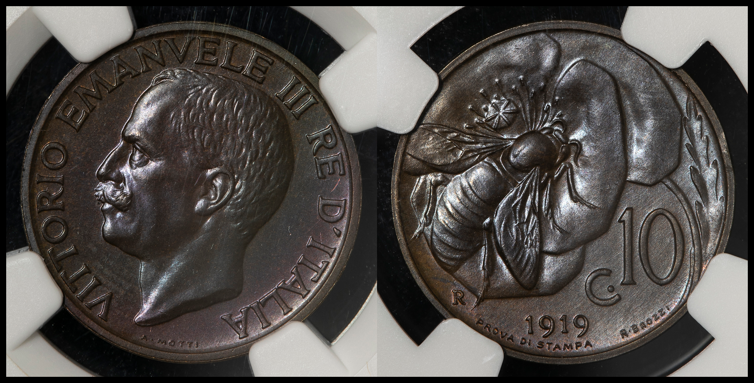 貨幣博物館 | ITALY Kingdom 統一王国 Prova di Stampa 10Centesimi 1919R 見本打ち -FDC