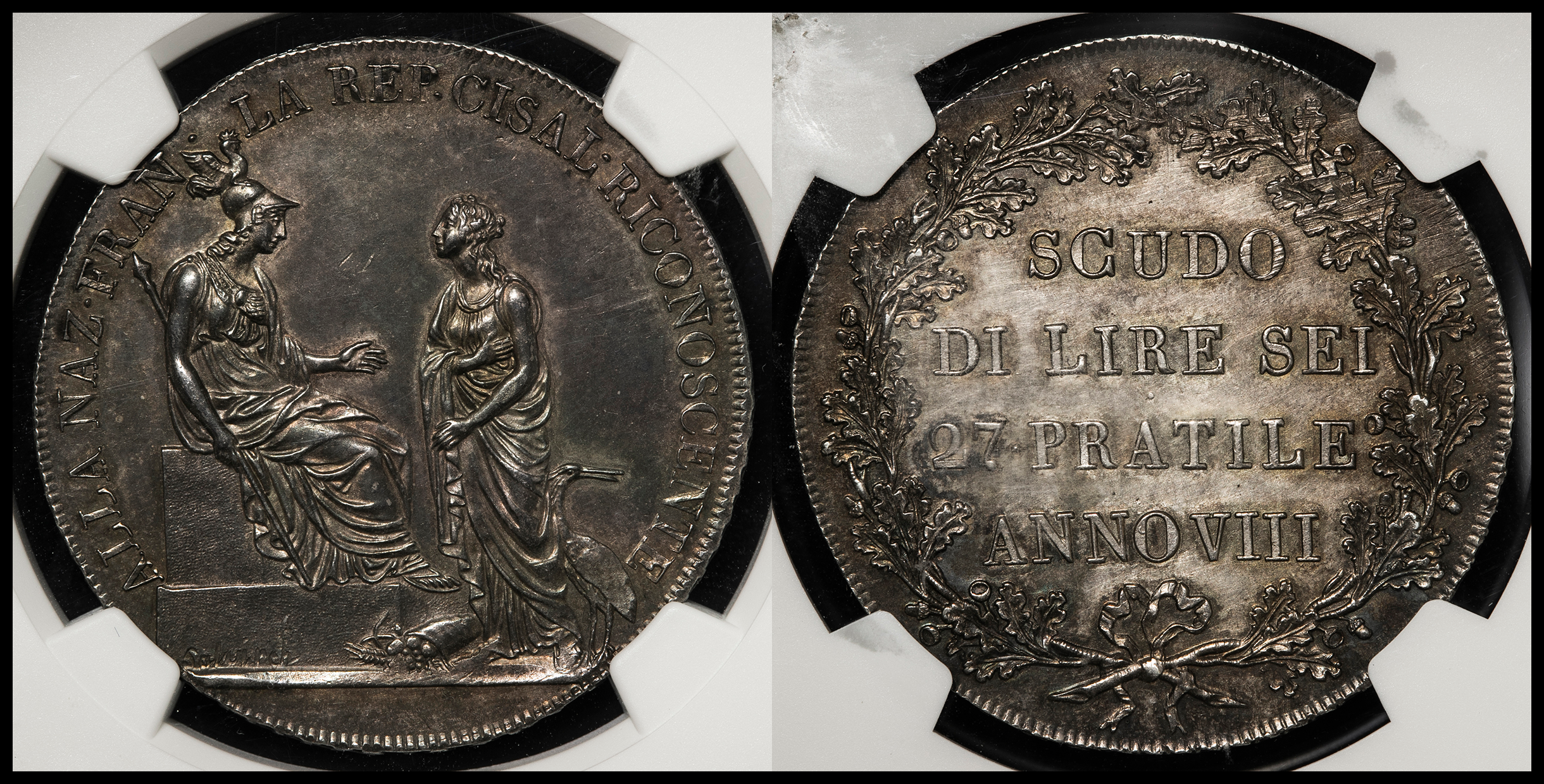 【博物館級】チサルピーナ共和国 6リレ銀貨 ＜首里城・ノートルダム大聖堂 ユネスコ80周年 2025年 フランス G】 豪華保存 ANNO VIII コレクション