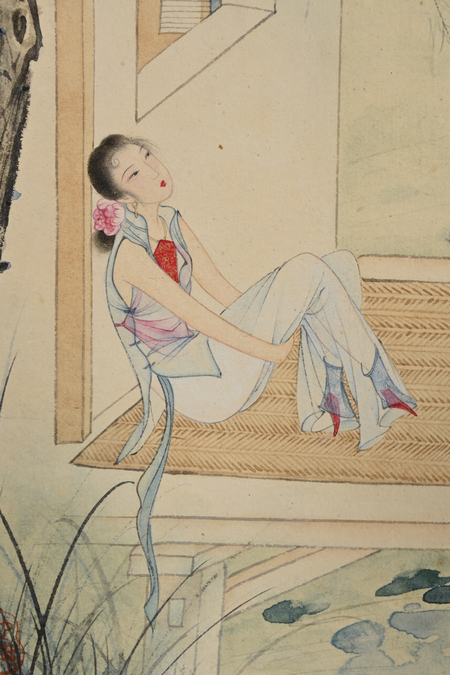 貨幣博物館| 柳下仕女鈐印：「也佛」 註：胡也佛，原名胡國華，字大空
