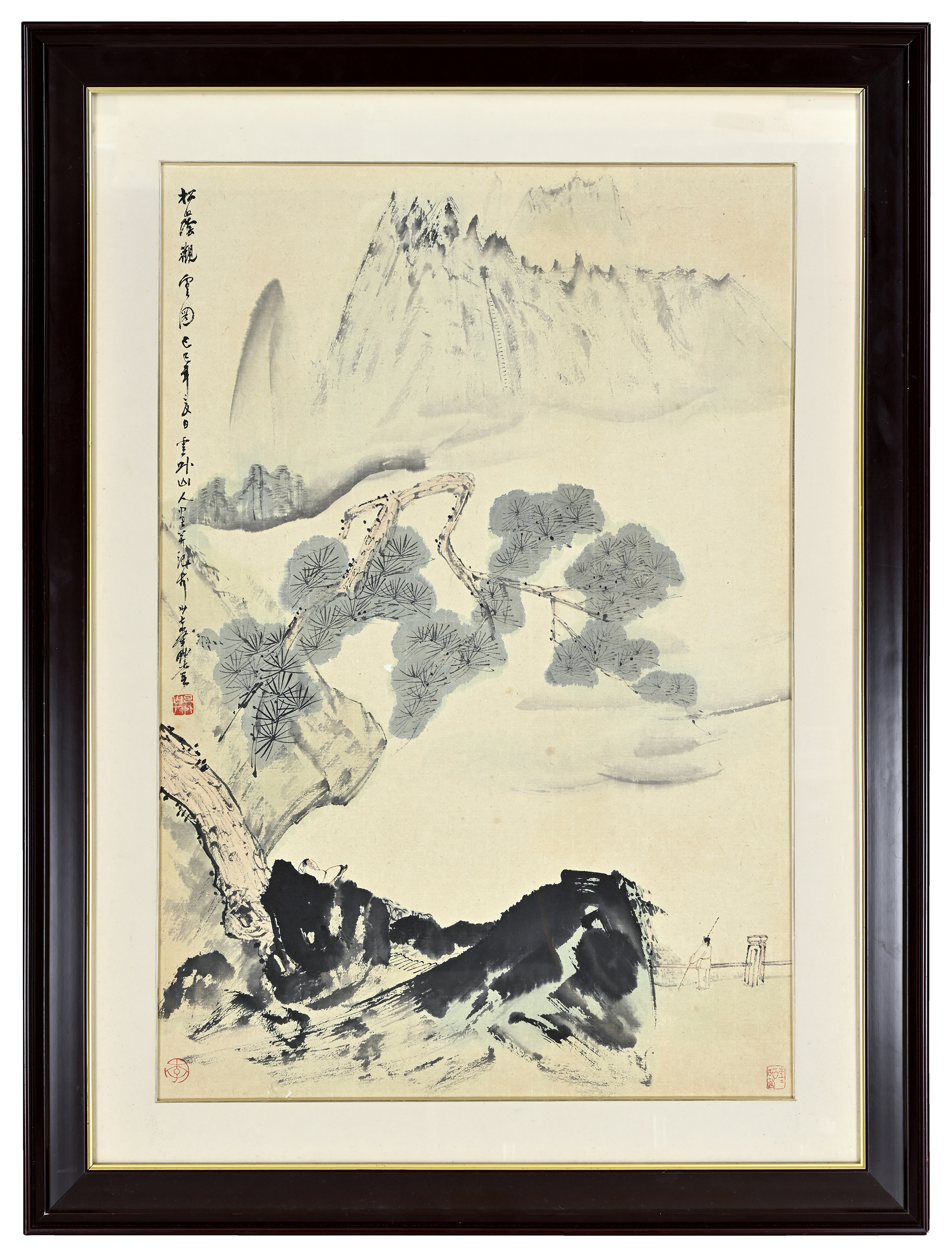 半山人 水墨画 「長松孤亭」 半山人 水墨画 「長松孤亭」