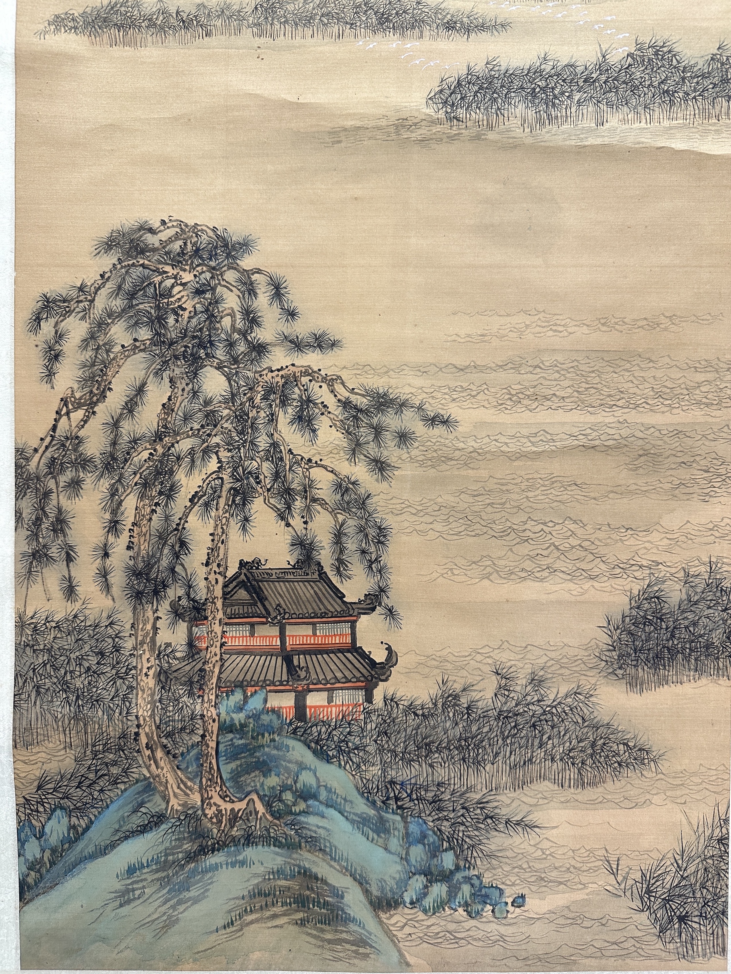 悲鴻 山水圖 徐悲鸿画山水，水墨淋漓