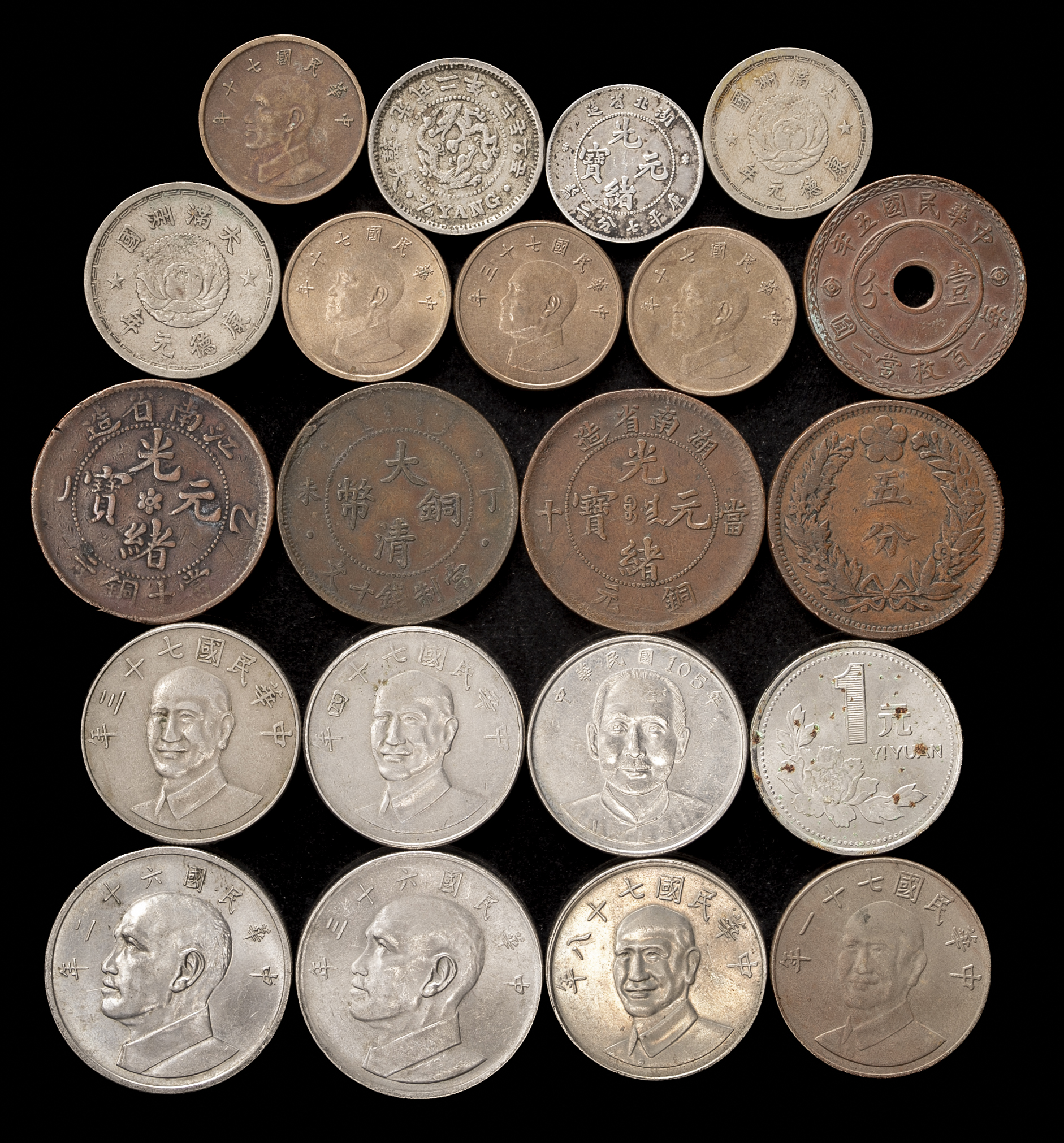 古代中国の銅製コイン 大清銅幣 龍 宣統三年造二十文銅貨 中国古銭 硬貨 コイン