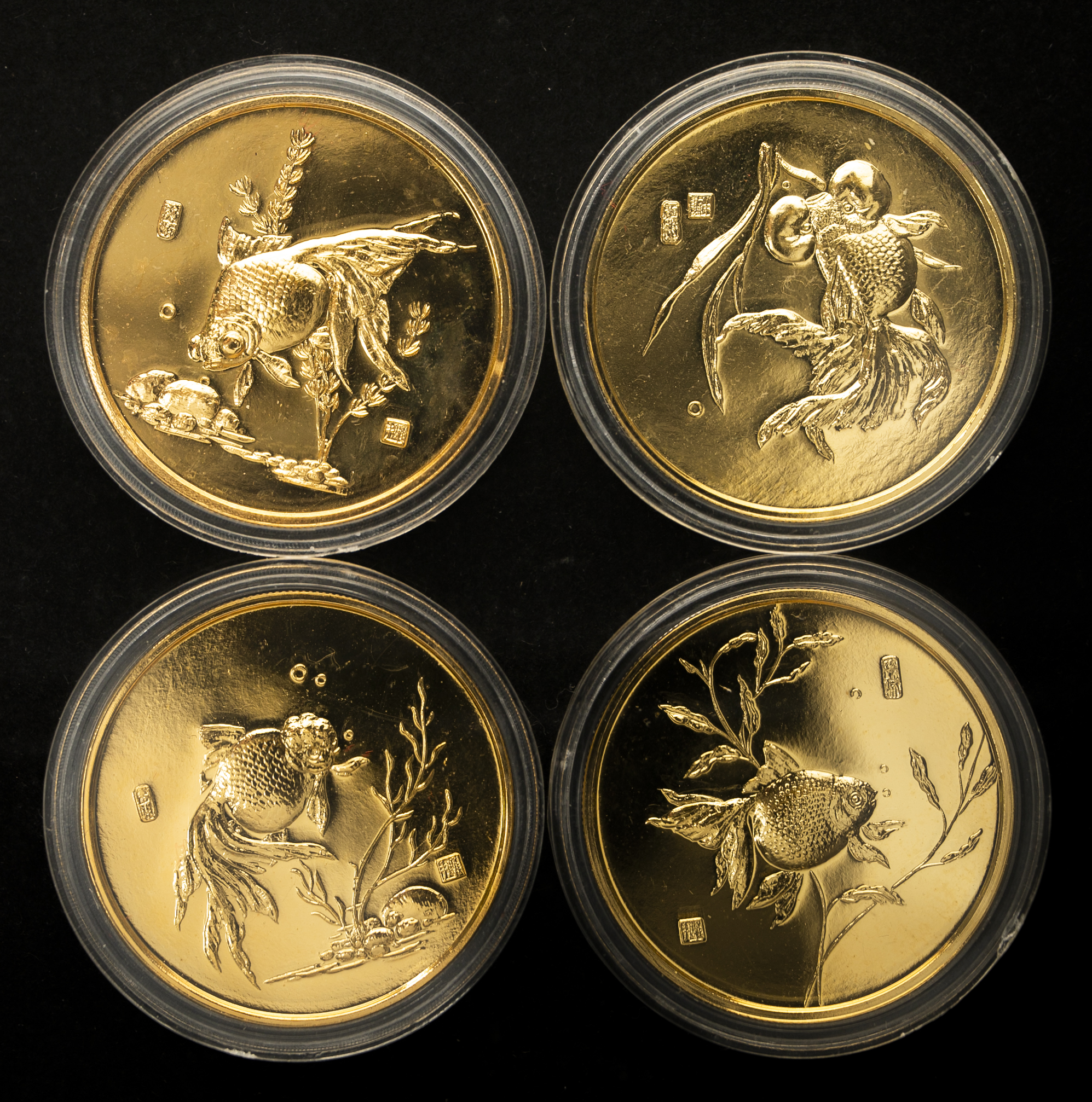 auction,上海造幣厰 Mint Set AE Medal 4枚入り 金魚シリーズ