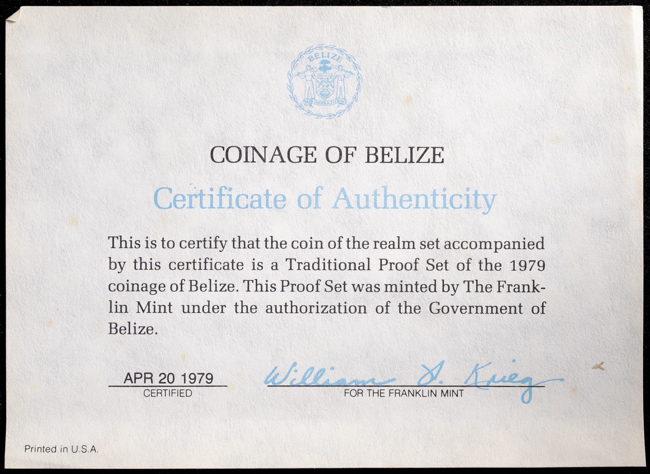 ベリーズプルーフセットCOINAGE OF BELIZE PROOF