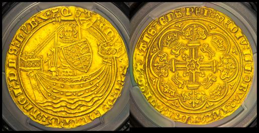 GREAT BRITAIN Edward III エドワード3世（1327~77） Noble ND（1361-69） PCGS-MS62 AU