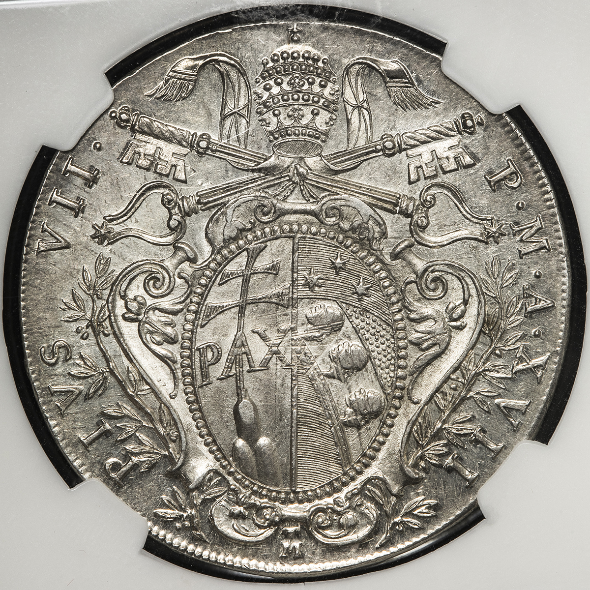 貨幣博物館 | ITALY Papal States ローマ教皇領 Scudo 1816B AU~UNC