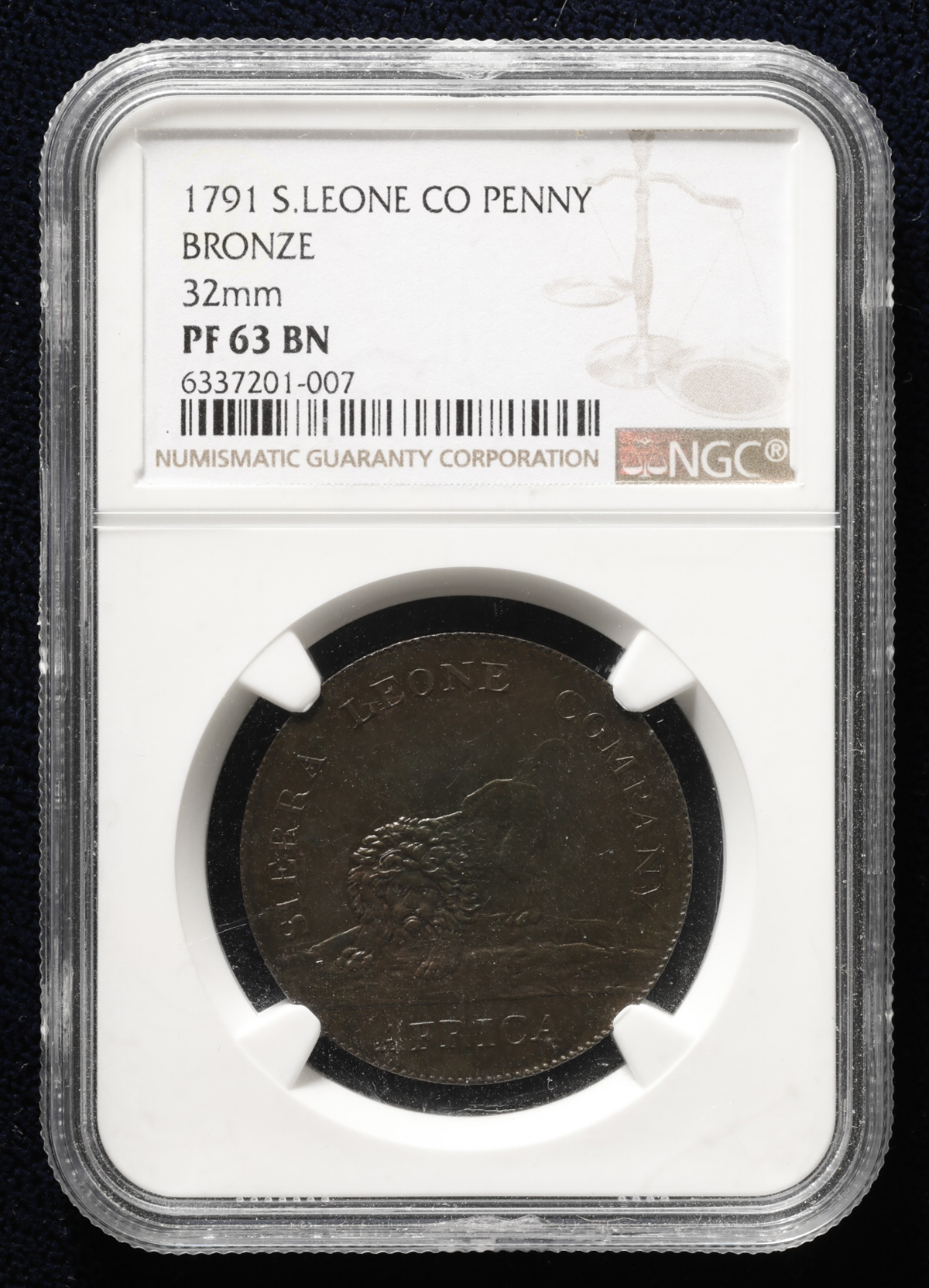 貨幣博物館 | SIERRA LEONE シェラレオネ Penny 1791 Proof UNC