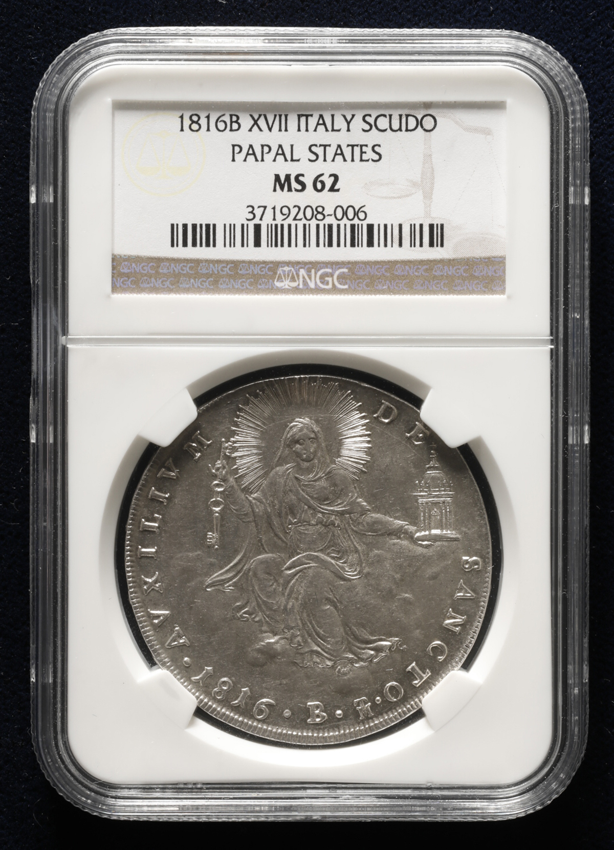 貨幣博物館 | ITALY Papal States ローマ教皇領 Scudo 1816B AU~UNC