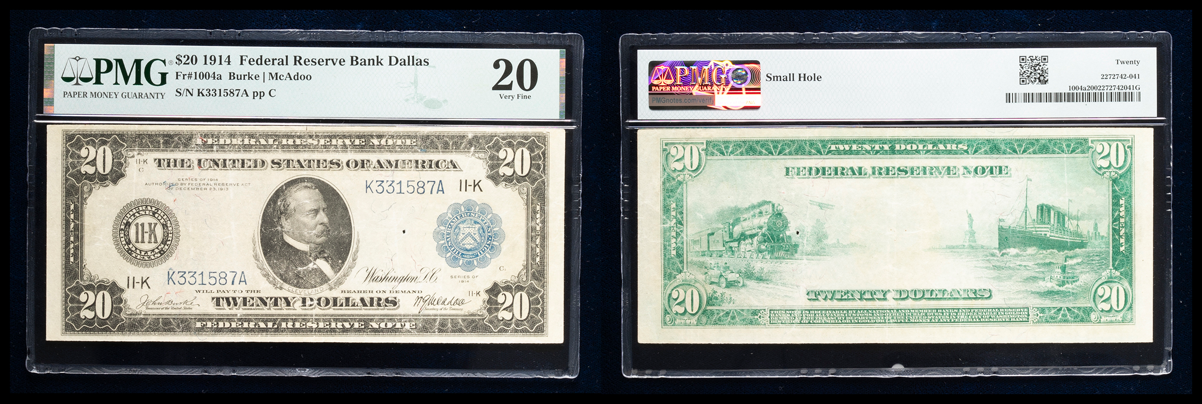 Coin Museum | USA Federal Reserve Note 20Dollars 1914 小穴1ヶ F+