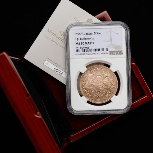 イギリス　MGS MS70 MATTE 英国 2022年 ソブリン金貨コレクション チャールズ3世5ポンド金貨  