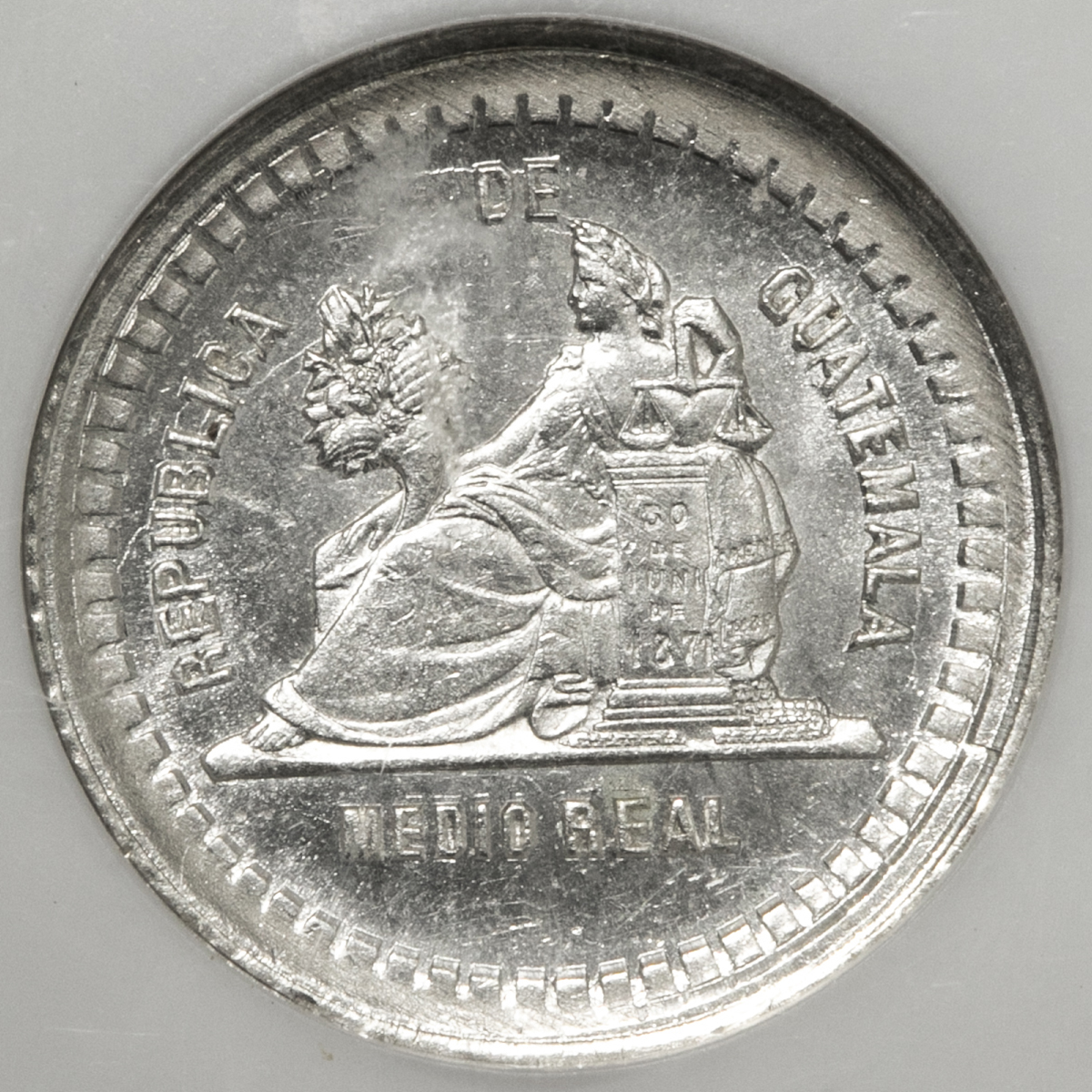 貨幣博物館 | GUATEMALA グァテマラ 1/2Real（Medio） 1890/9-8/7 UNC