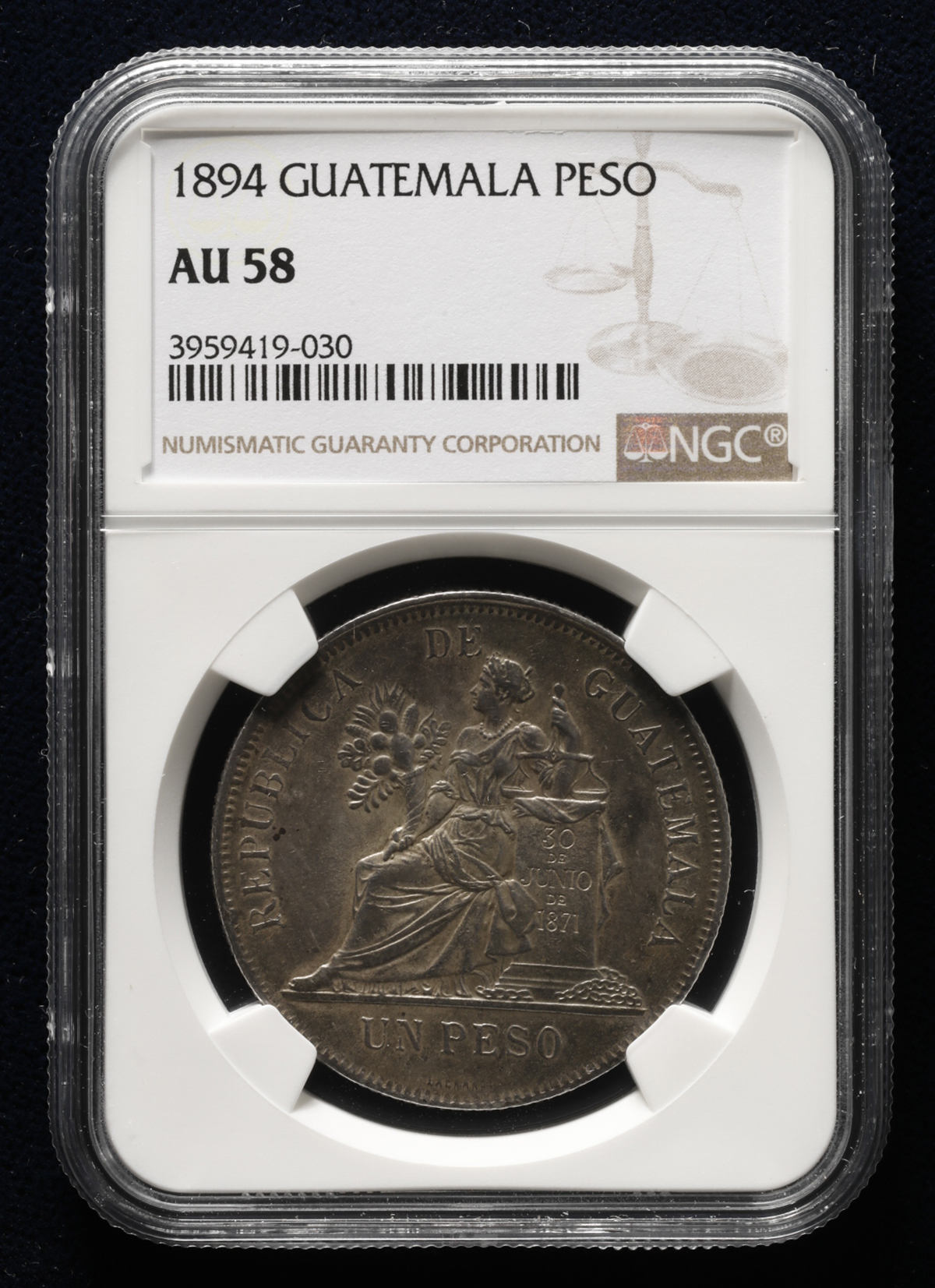 限时竞拍,GUATEMALA グァテマラPeso 1894 NGC-AU58