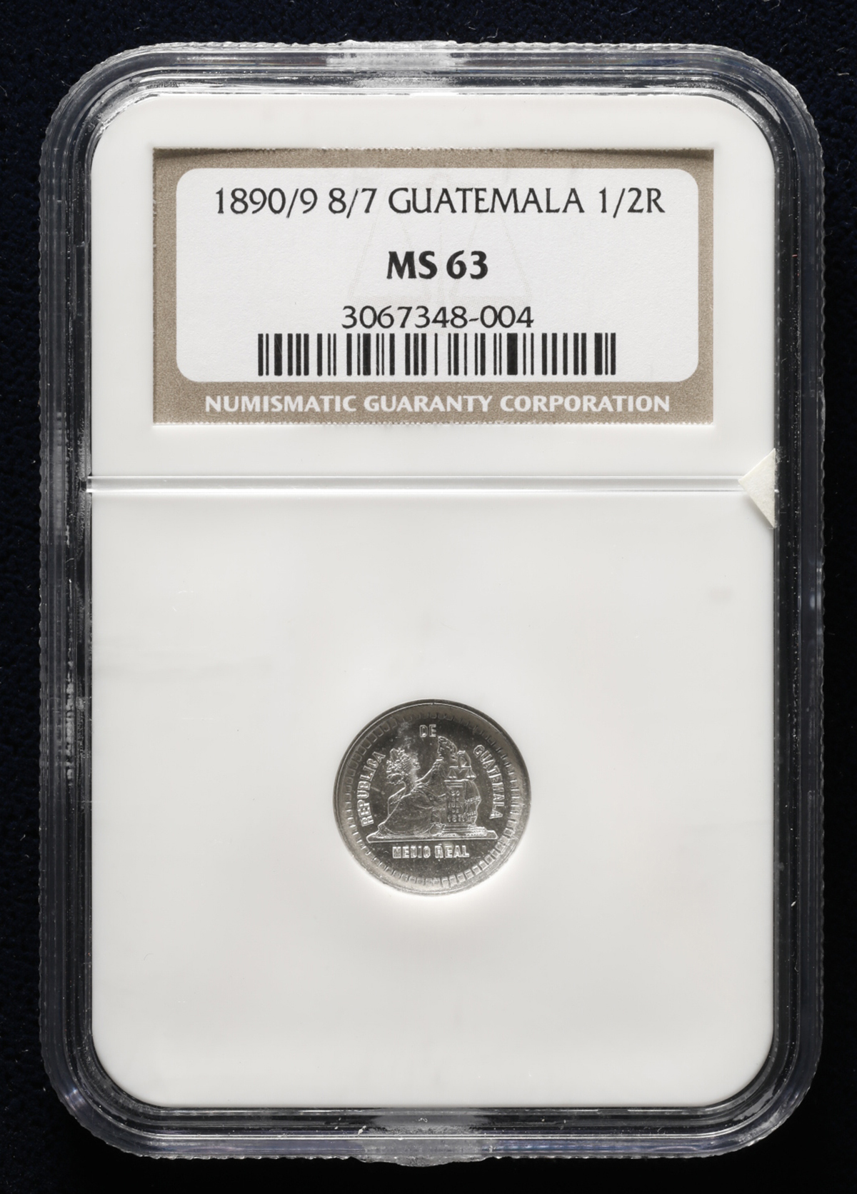 貨幣博物館 | GUATEMALA グァテマラ 1/2Real（Medio） 1890/9-8/7 UNC