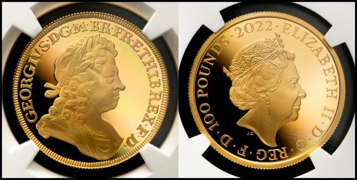 GREAT BRITAIN Elizabeth II エリザベス2世（1952~2022） 100Pounds in Gold 2022  NGC-PF70 Ultra Cameo