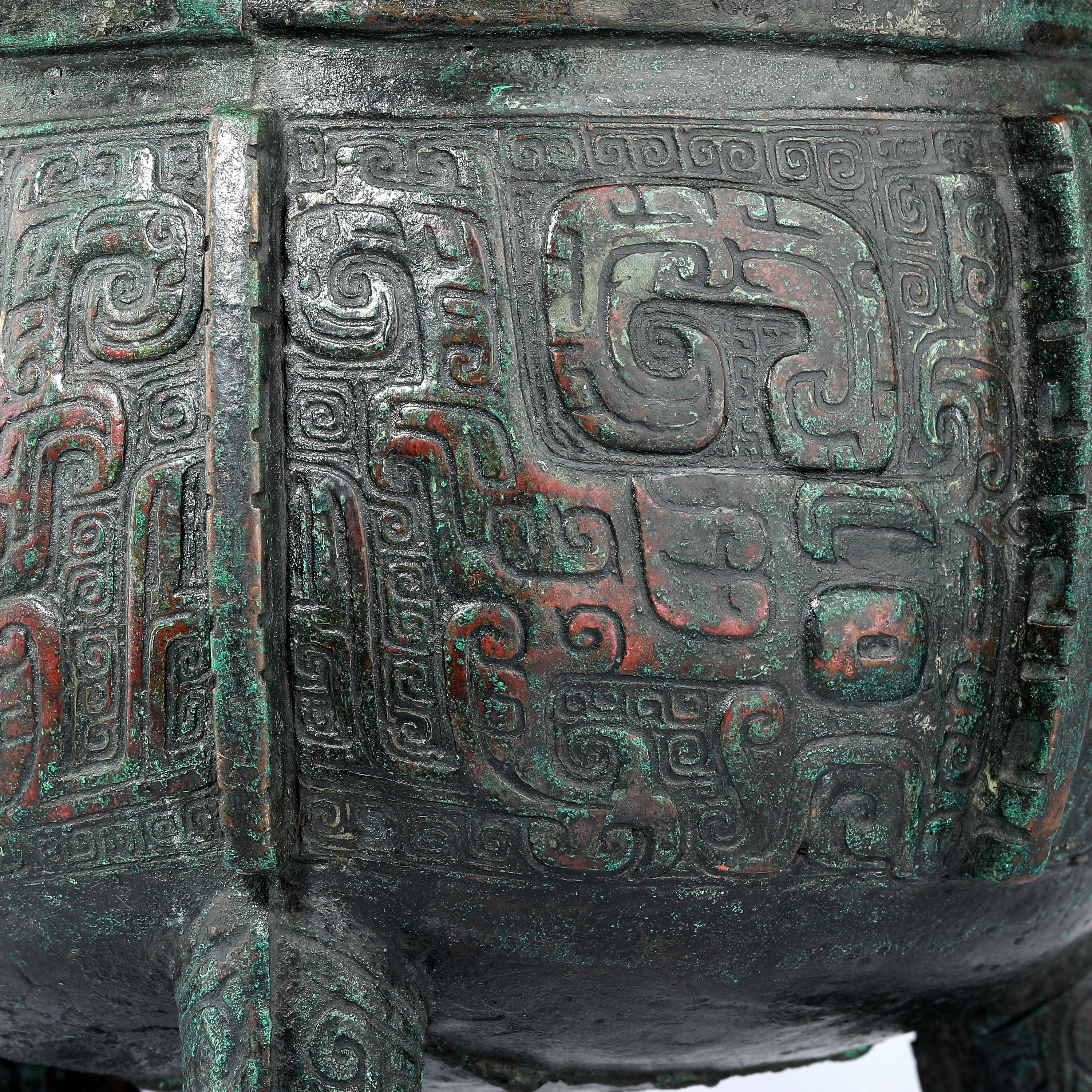 【骨董品】中国西周時代　饕餮紋青銅鼎 貨幣博物館 | 商周 青銅饕餮紋鼎 付木盒