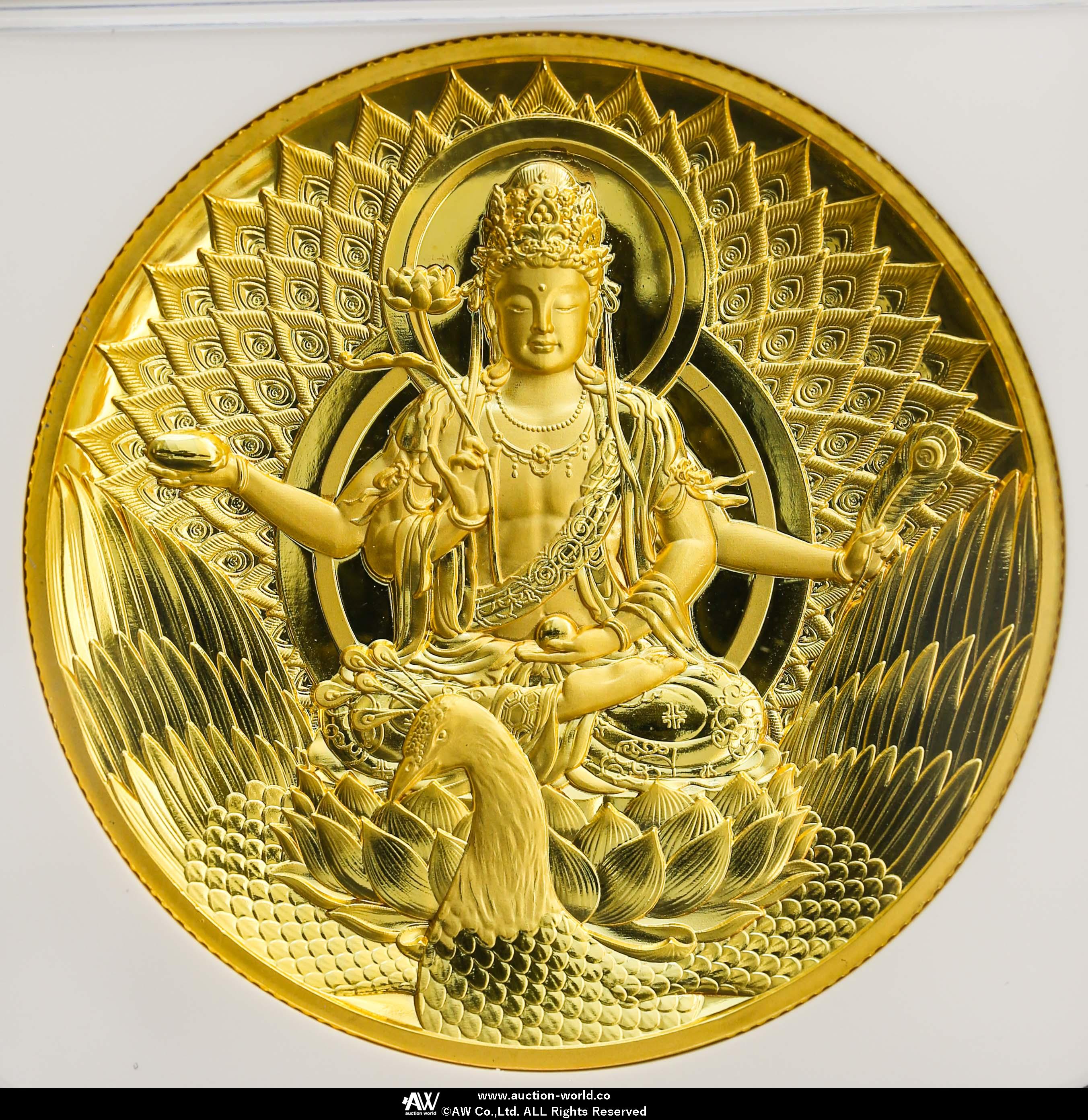 【NGC-PF70　Ultra Cameo】仏教像 金張り銅メダル  中国嘉日の小物とアンティークコイン
