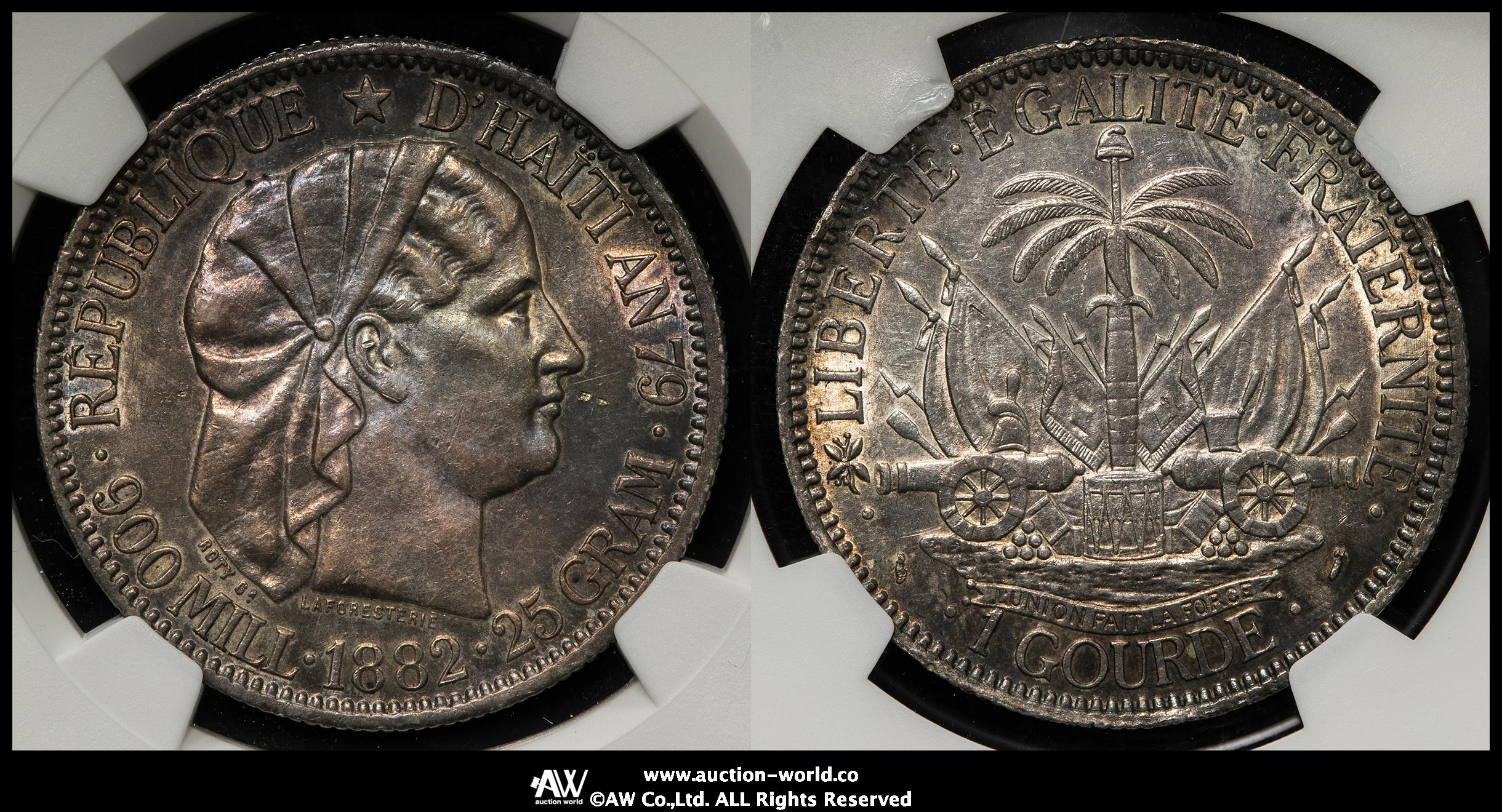 貨幣博物館 | HAITI ハイチ Gourde 1882 トーン EF+
