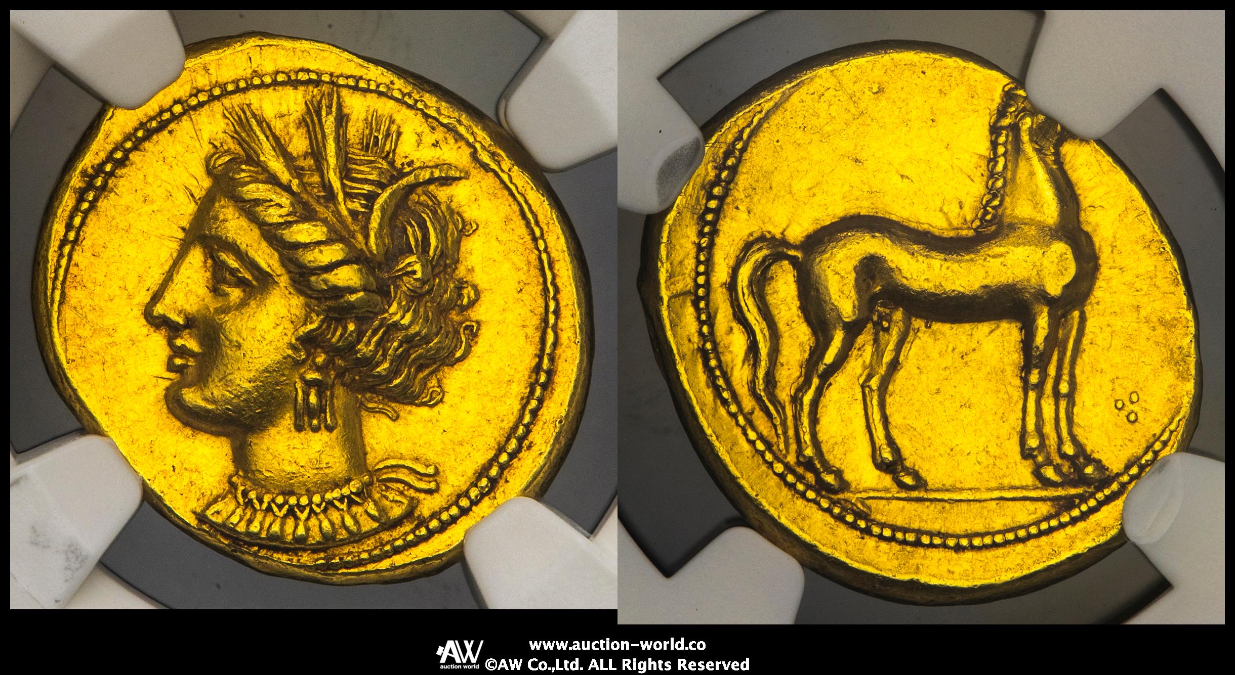 貨幣博物館 | ZEUGITANA,Carthage ゾイジターナ,カルタゴ AV Stater 350~320BC 裏面ややオフセンター EF+