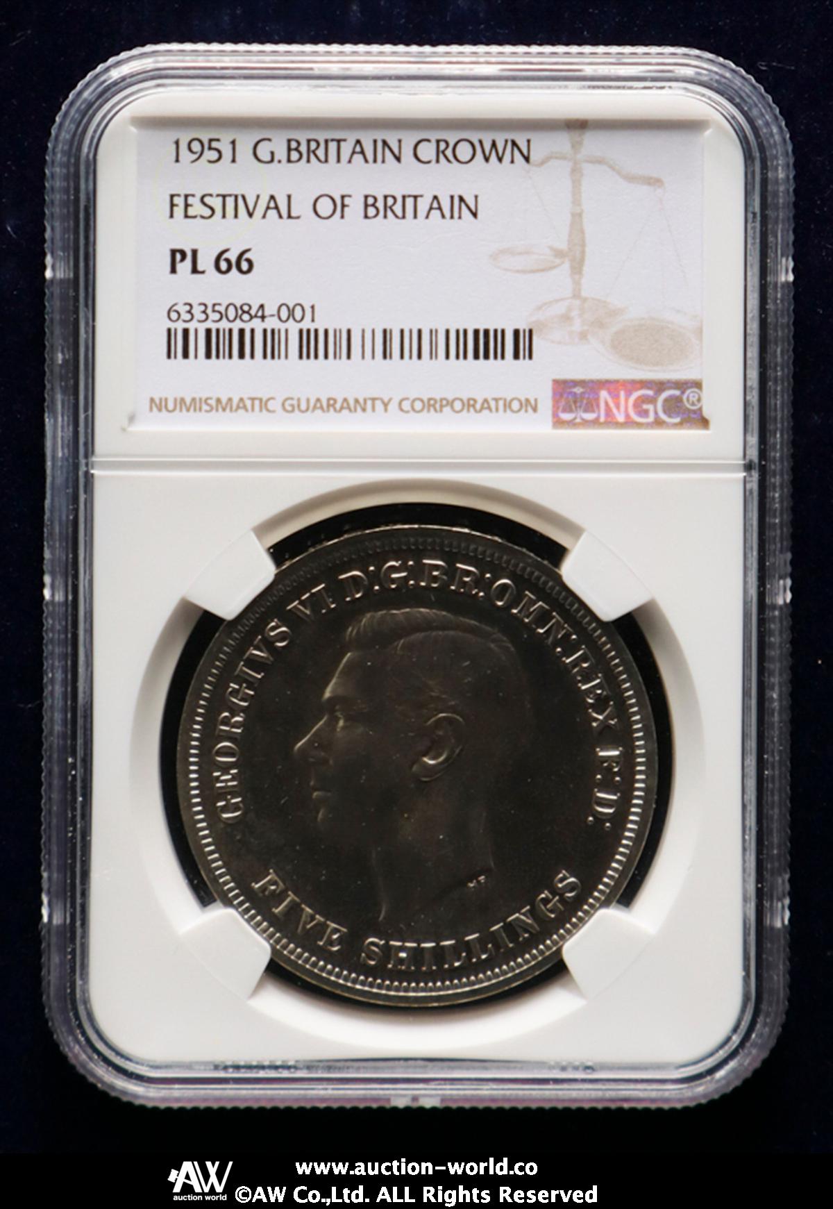 auction,NGC-PL66 GREAT BRITAIN George VI ジョージ6世（1936~52） Crown 1951 プルーフライク  -FDC