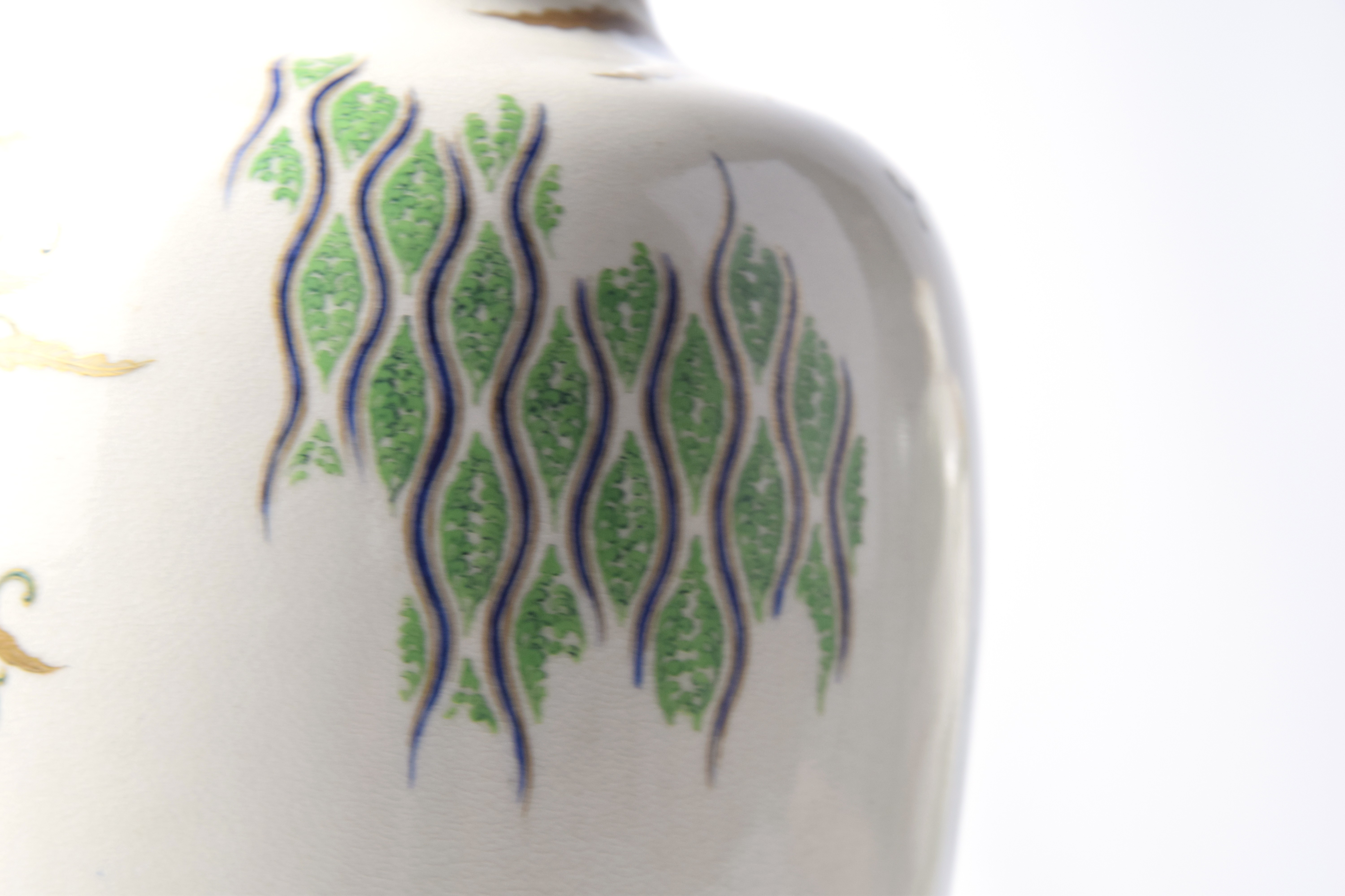 未使用】菊堂 サイン入り 陶芸 菊孔雀大壺 一点物 50✕40cm 未使用】菊