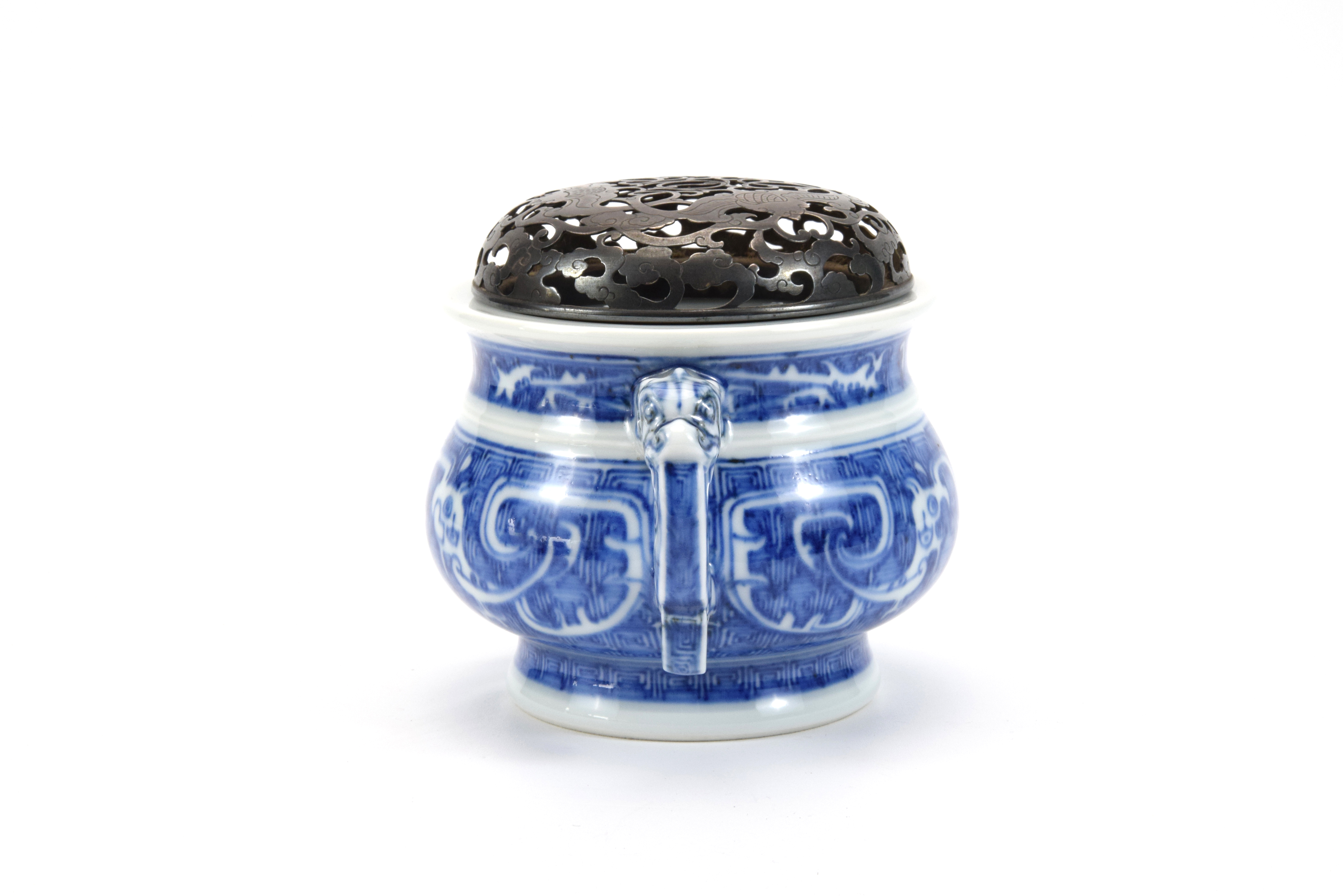 貨幣博物館 | 三代三浦竹泉造染付耳付香炉 共箱