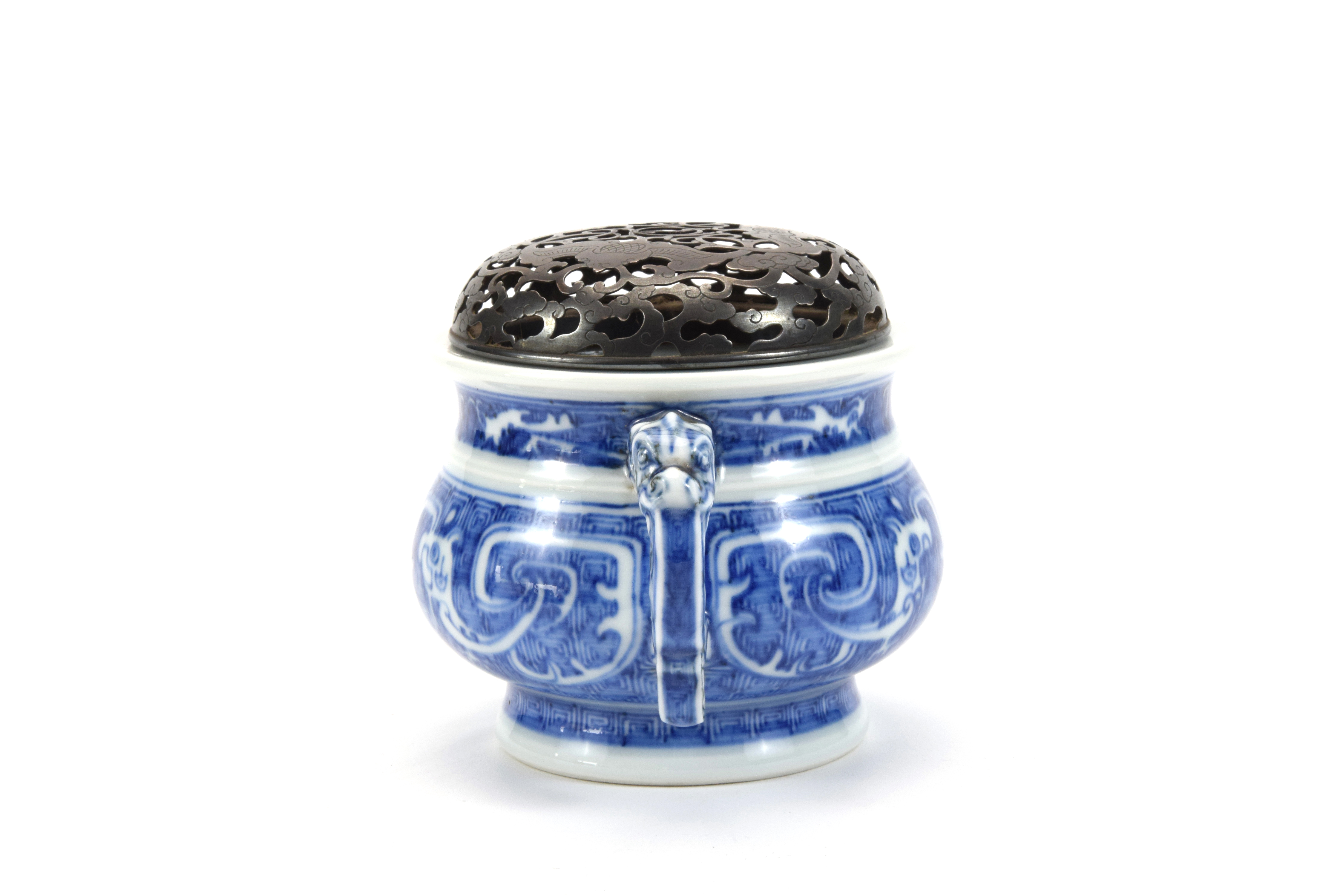 貨幣博物館 | 三代三浦竹泉造染付耳付香炉 共箱