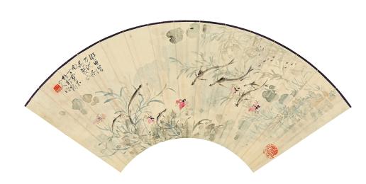 auction,丁寶書（清） 游魚17.8×50.0cm 設色紙本立軸返品不可Sold as ...