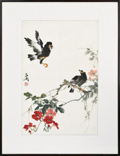 auction,王雪濤花鳥65.6×43.0cm 設色紙本鏡框返品不可Sold as is No ...