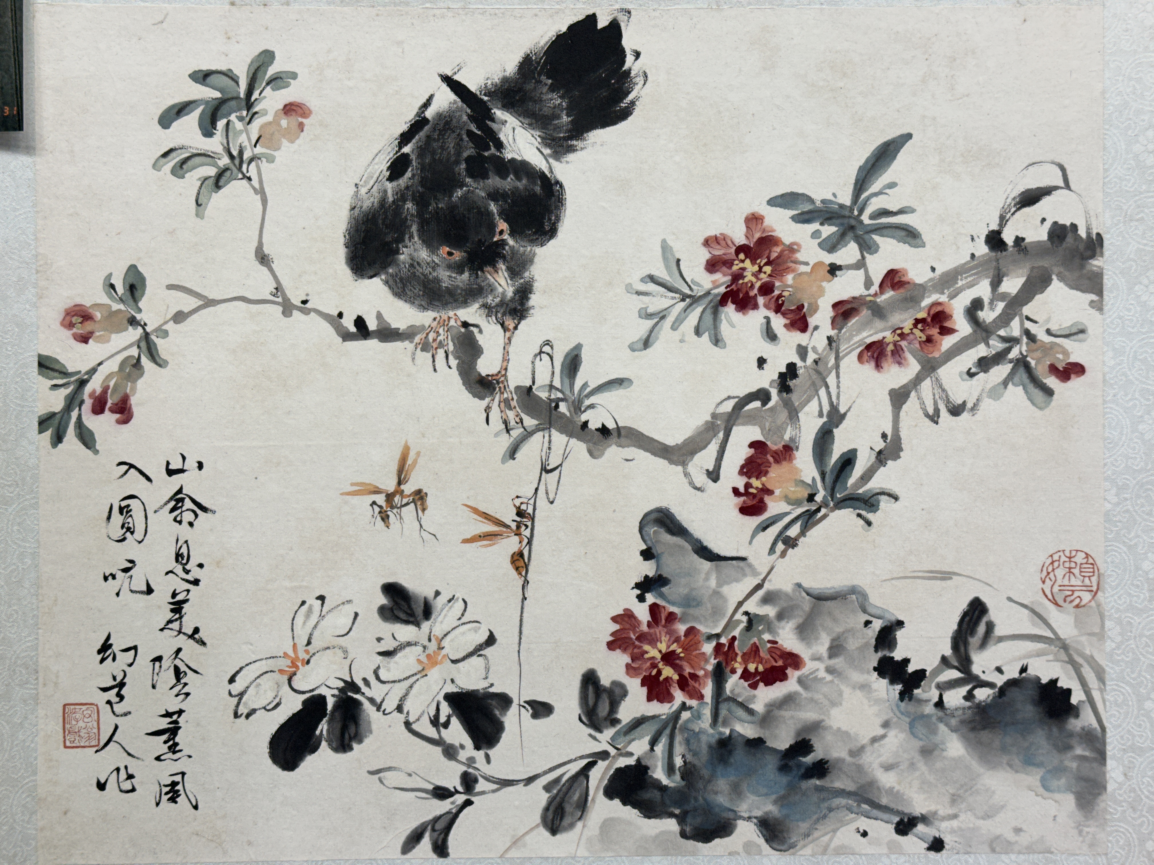 auction,丁寶書（清） 花鳥30.3×38.0cm 設色紙本鏡心返品不可Sold as ...