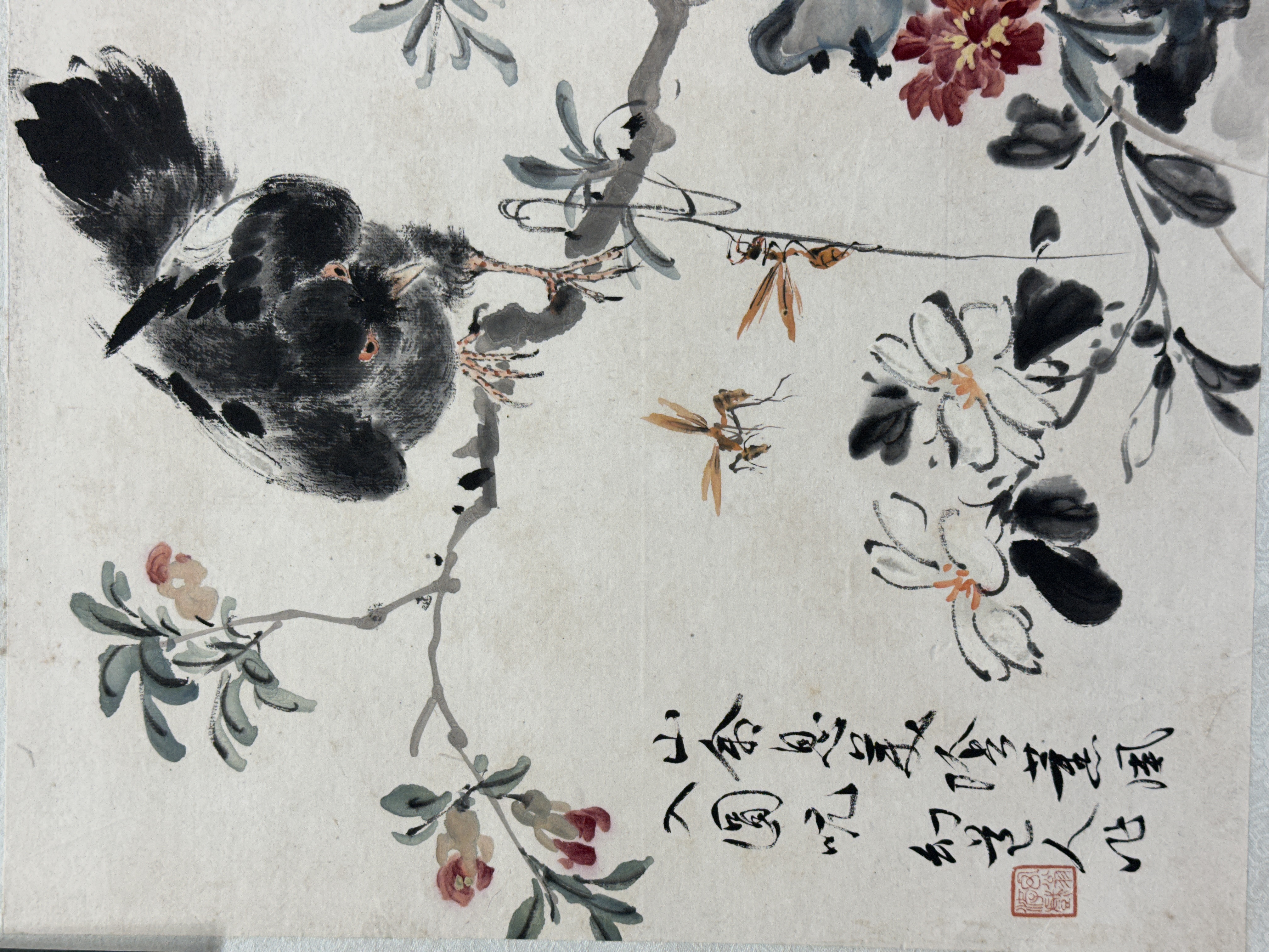 auction,丁寶書（清） 花鳥30.3×38.0cm 設色紙本鏡心返品不可Sold as ...