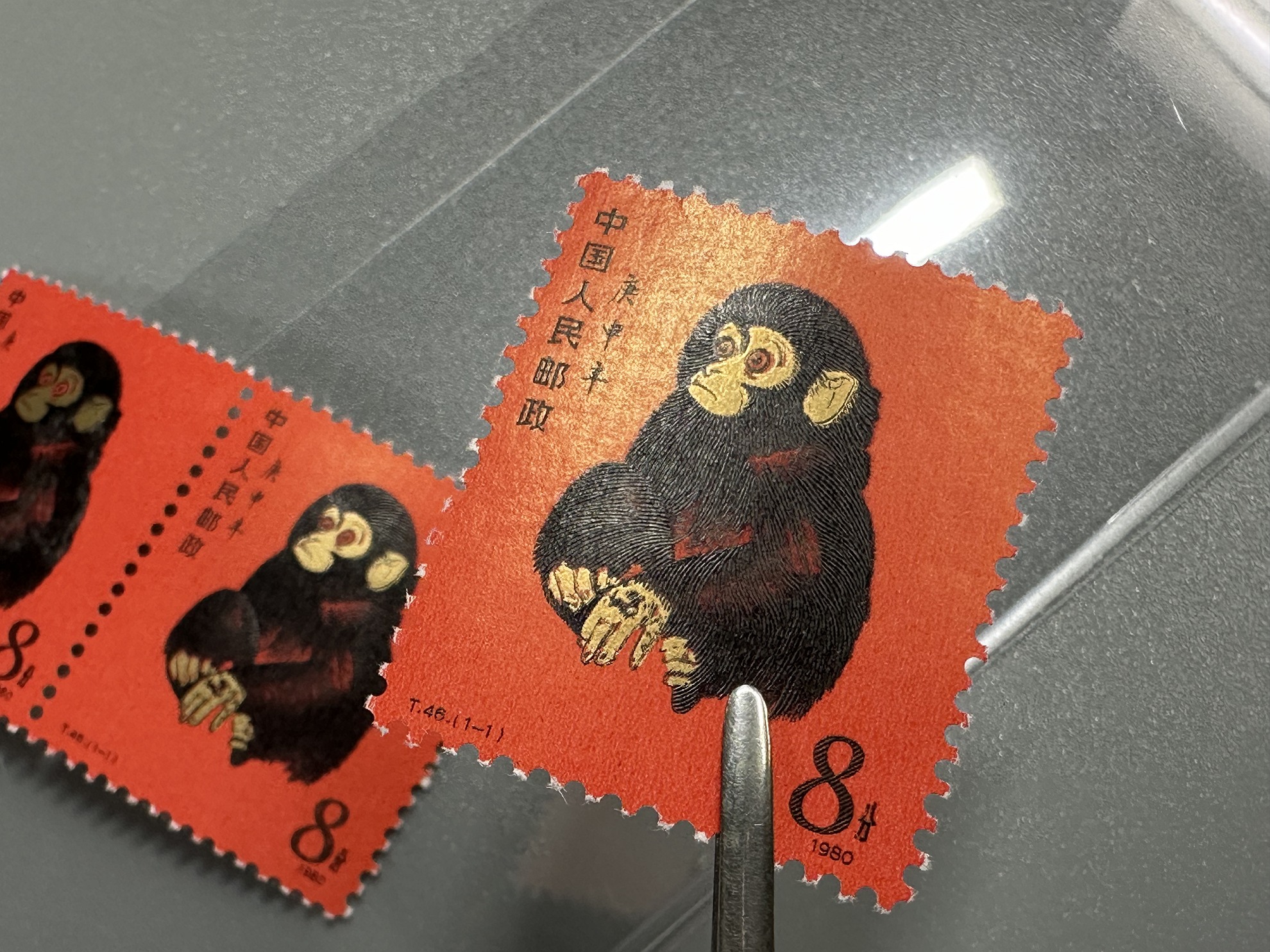 貨幣博物館 | 中国切手 T46 赤猿 3枚