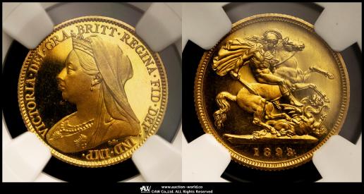 GREAT BRITAIN Victoria ヴィクトリア（1837~1901） 1/2Sovereign 1893   NGC-PF64 Ultra Cameo