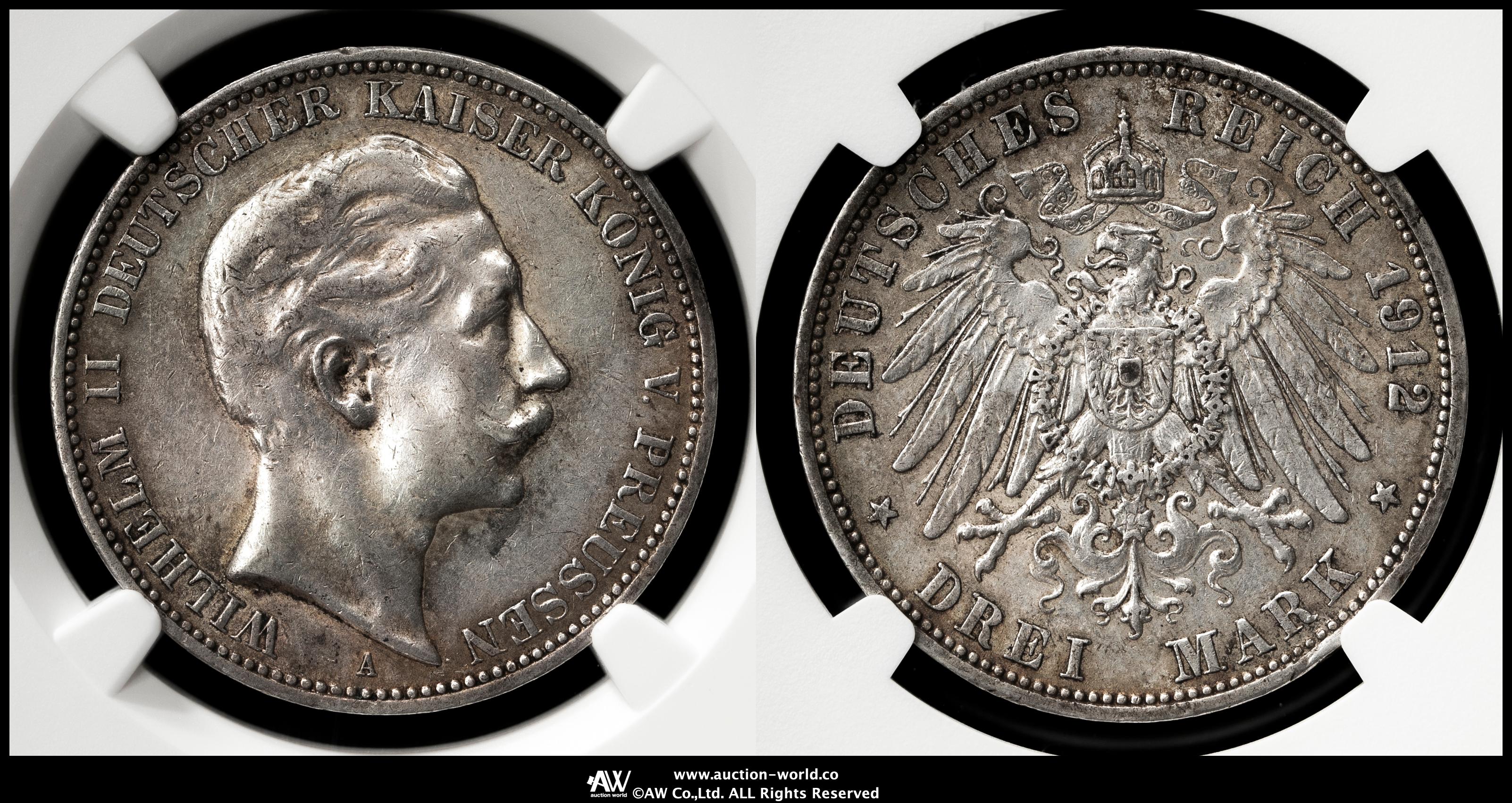 貨幣博物館 | GERMANY Prussia プロイセン 3Mark 1912A ヴィルヘルム2世