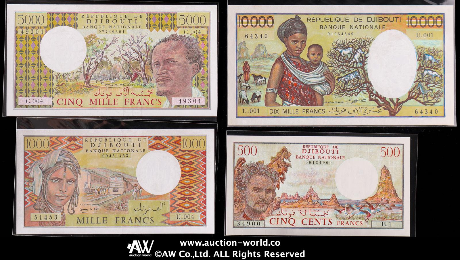 未使用　ジブチ　最高額　1万フラン紙幣　P-45 貨幣博物館 | DJIBOUTI ジブチ Lot of Banknotes 紙幣のロット UNC