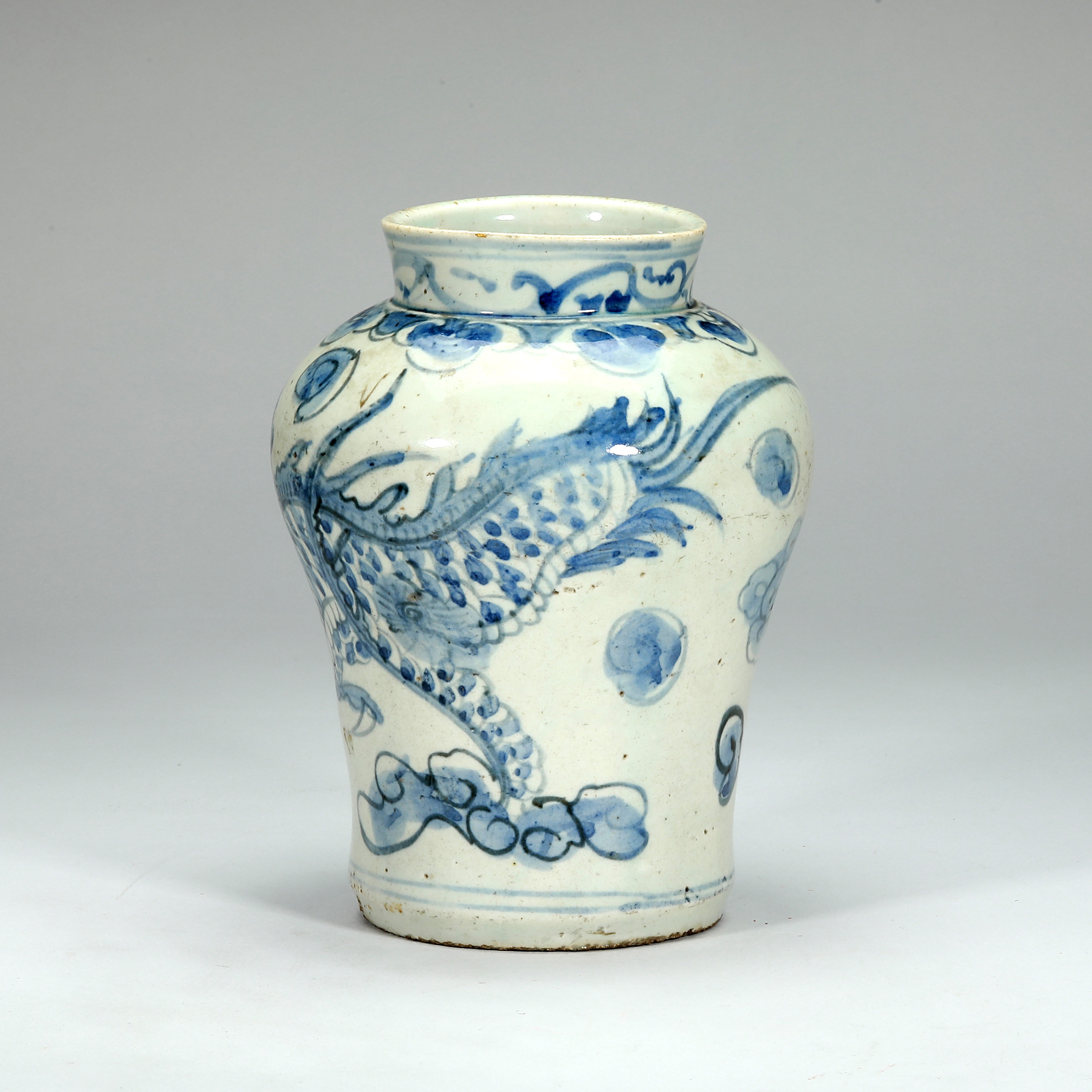 貨幣博物館 | 李朝 染付龍紋壺 H:21 W:15 返品不可 Sold as is No returns