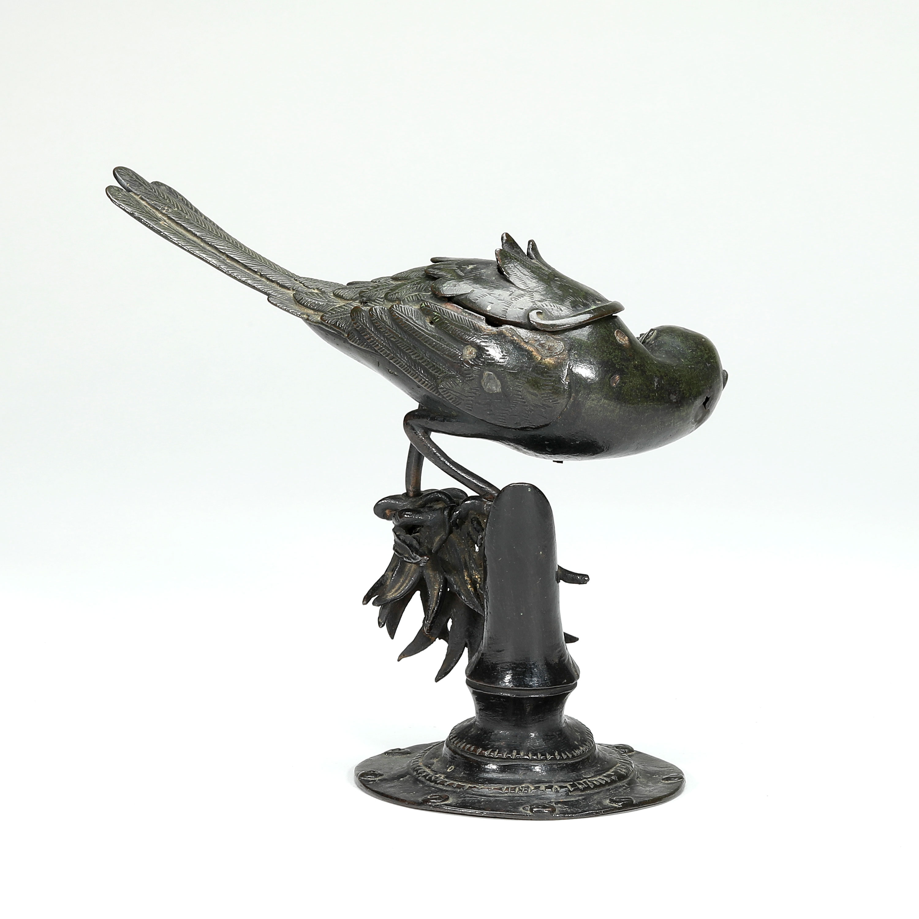 古銅 蓮形 在銘 香炉 5.8cmx5.7cm(A286)