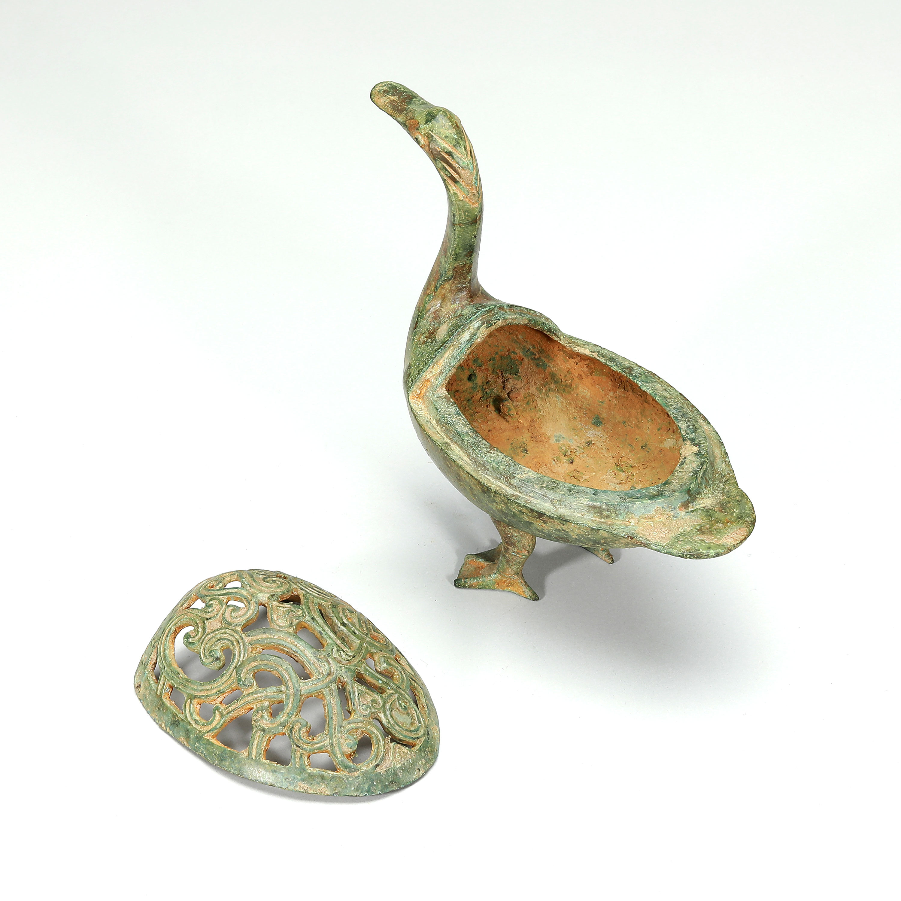 古銅カモ香炉121g トトチ東さ7-0330☆2F