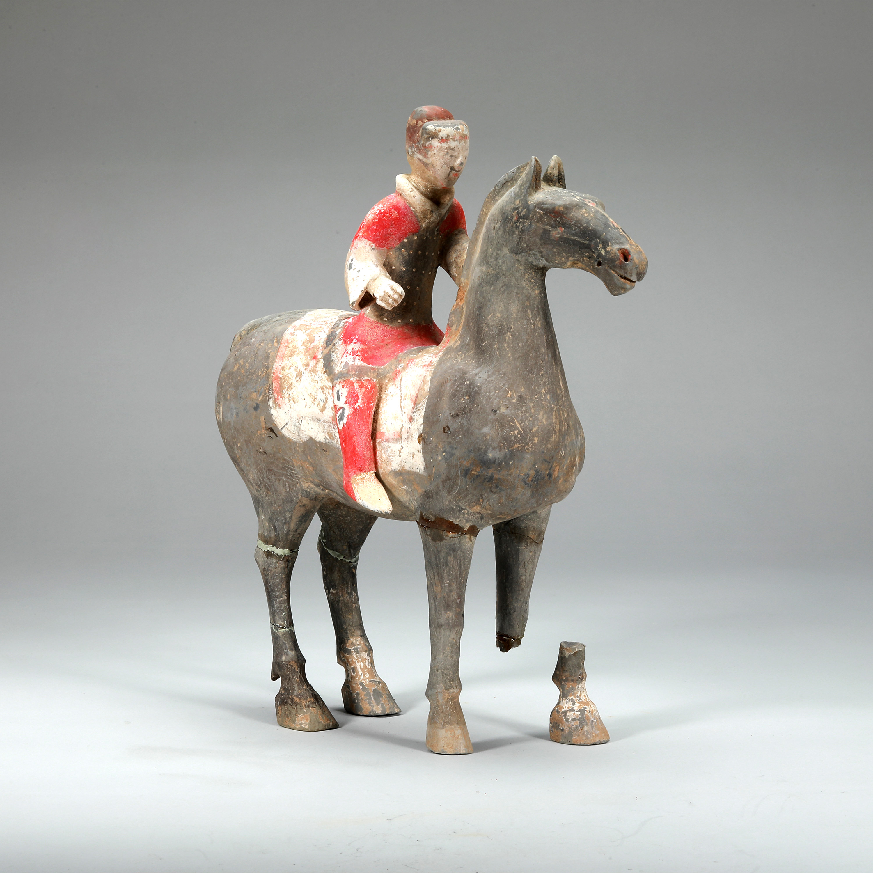 貨幣博物館 | 漢 彩繪騎馬俑 H:29 W:25 返品不可 Sold as is No returns