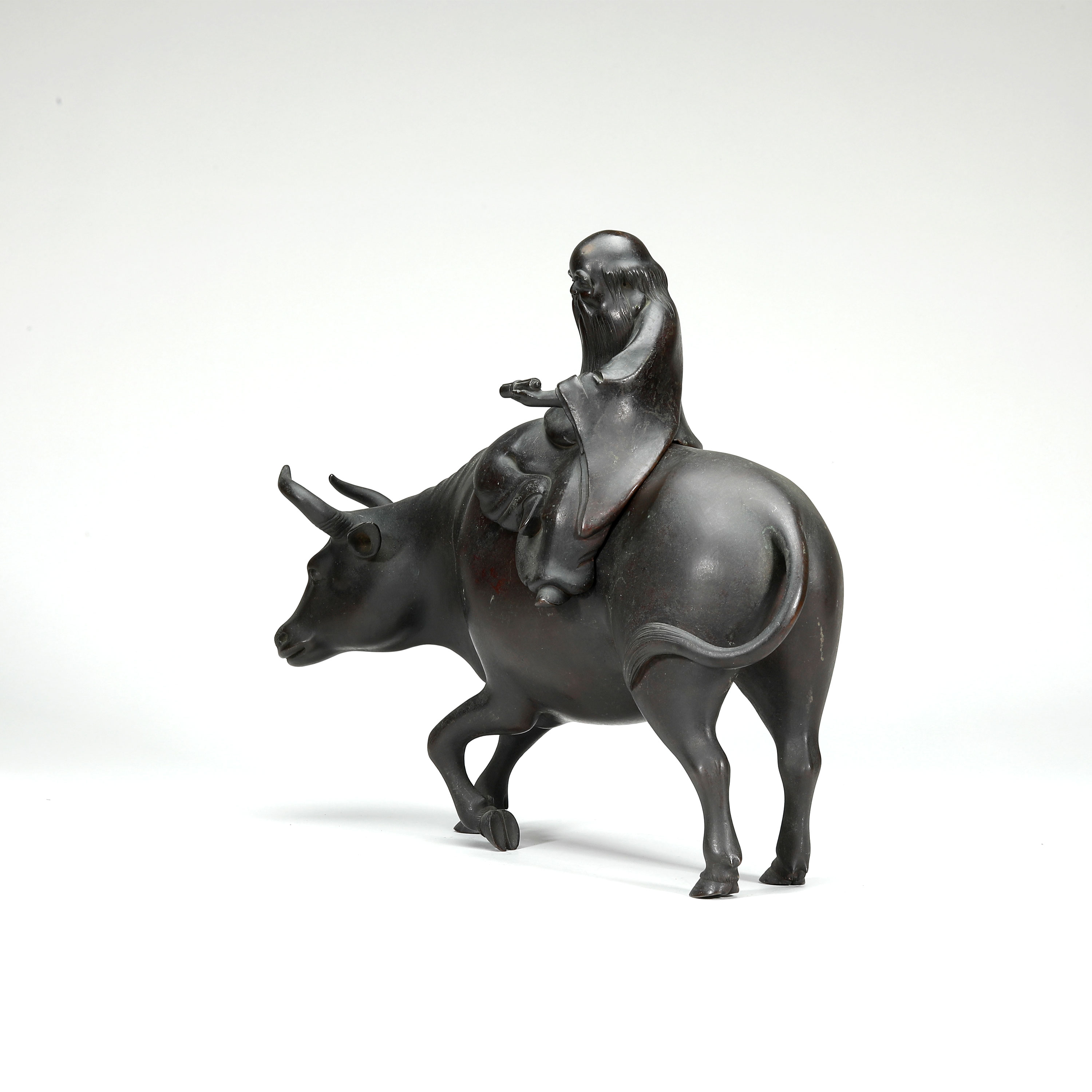 貨幣博物館 | 清 古銅老子騎牛香爐 W:35 H:29 返品不可 Sold as