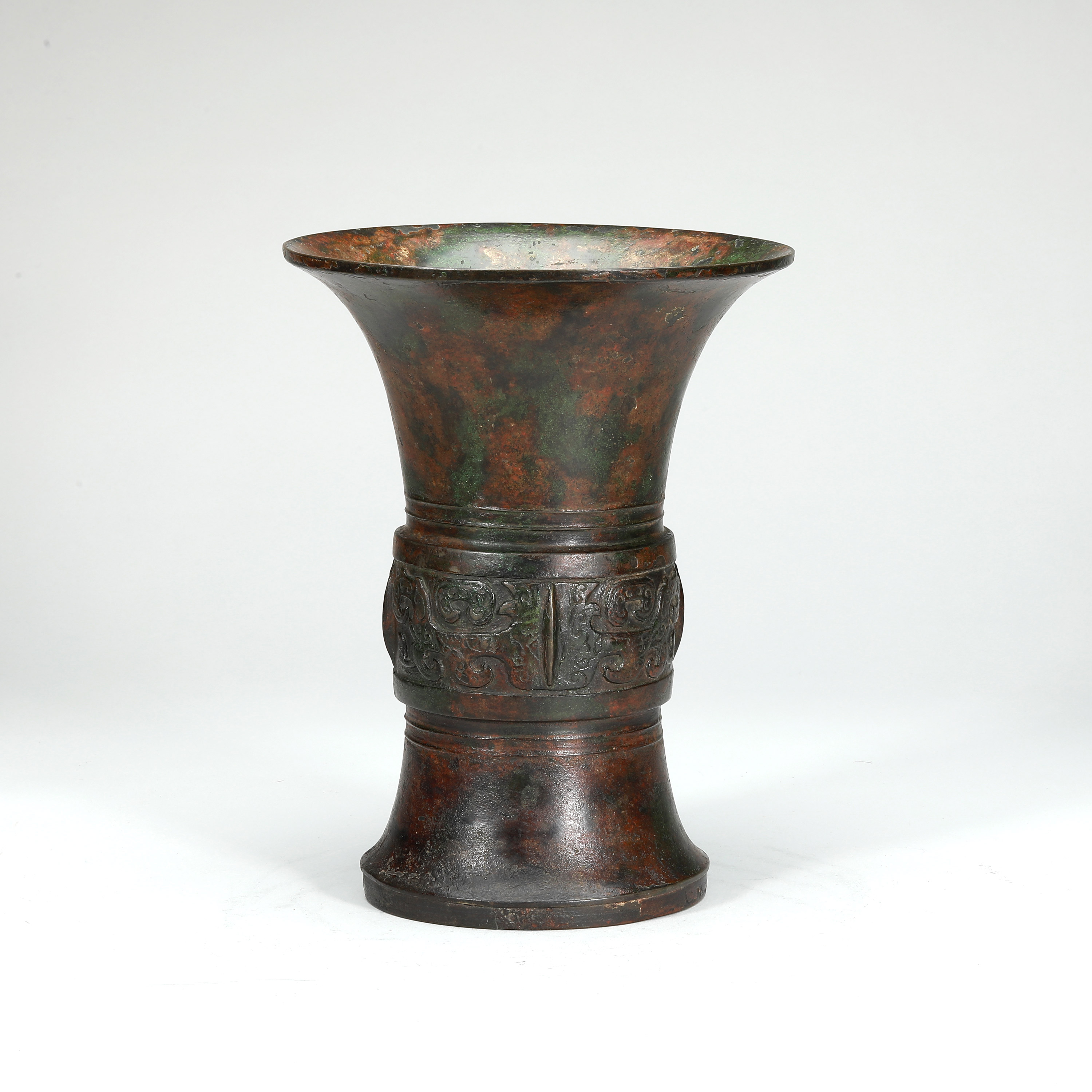 古銅 饕餮紋 手付 桶形 花器 晴眠 骨董品 2024021310564042495473_w3000h3