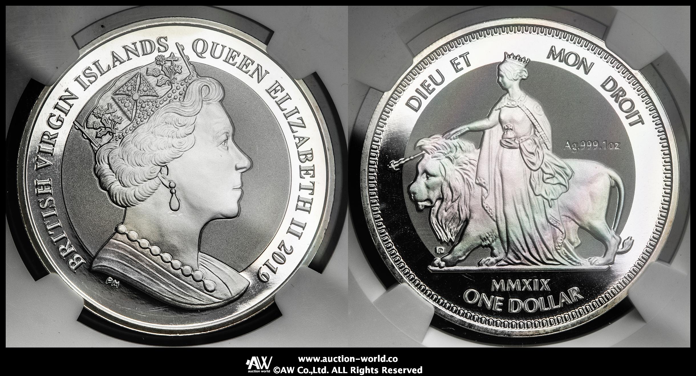 2019年 英領バージン諸島 ウナとライオン 1ドル銀貨】