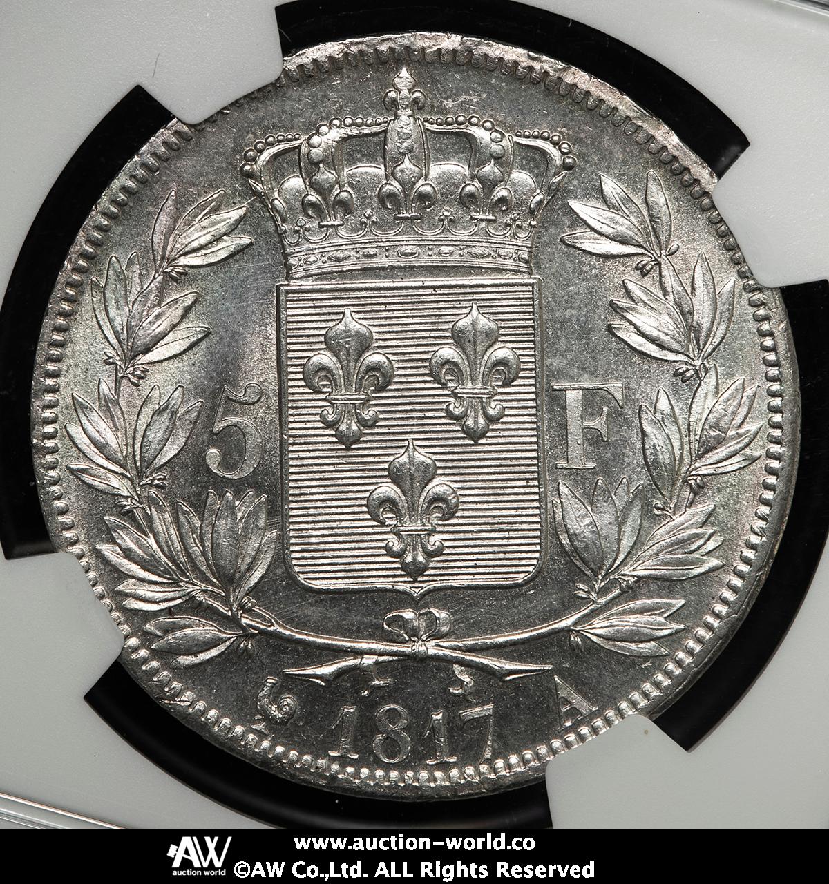 貨幣博物館 | FRANCE Louis XVIII ルイ18世（1814~24） 5Francs 1817A UNC+