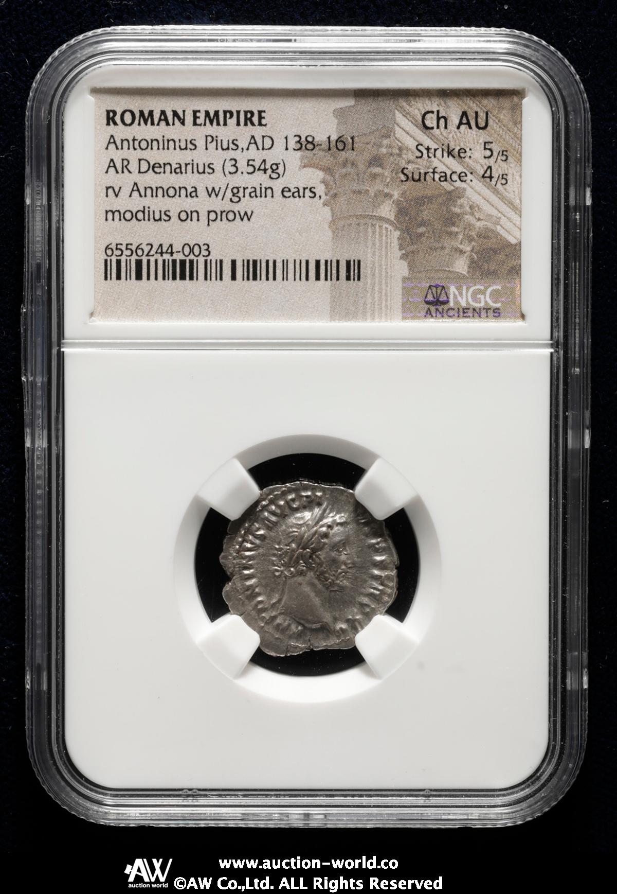 限时竞拍,NGC-Ch AU“Strike5/5 Surface4/5” Roman Empire ローマ帝国 AR Denarius  Sestertius Antoninus Pius アントニヌス・ピウス AD138~161 EF+