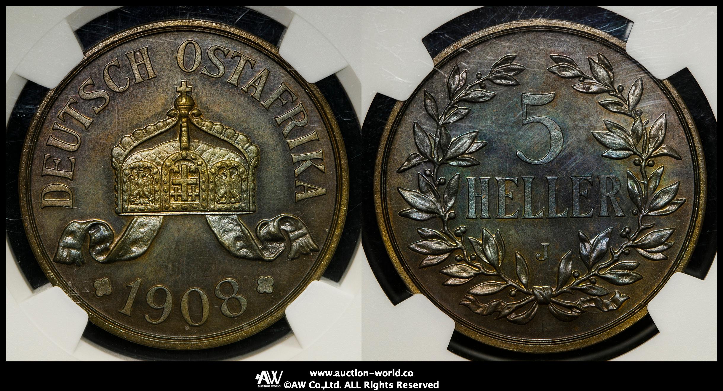 は*茶様 1890年ドイツ領 東アフリカ植民地1ペサ銅貨 ハイグレード 銅色