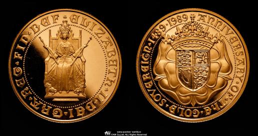 GREAT BRITAIN Elizabeth II エリザベス2世（1952~2022）2Pounds 1989   （約15.98g 91.7%）