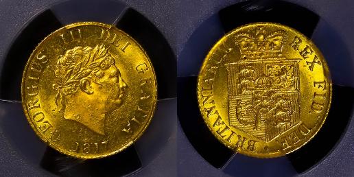 （PCGS-MS62）GREAT BRITAIN George III ジョージ3世（1760~1820） 1/2Sovereign （1817）  