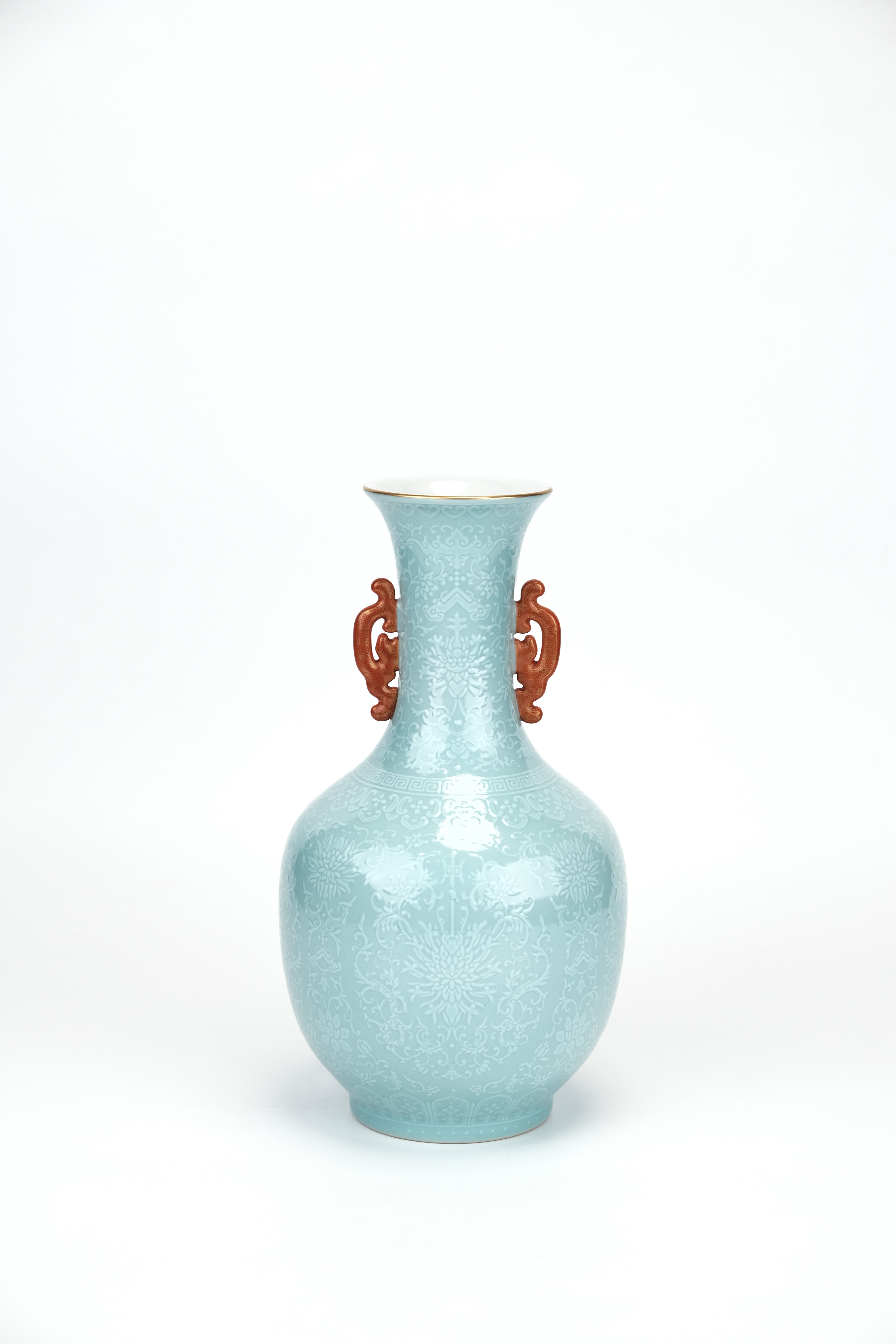 貨幣博物館 | 清 松石緑釉耳付け花瓶 国瓷